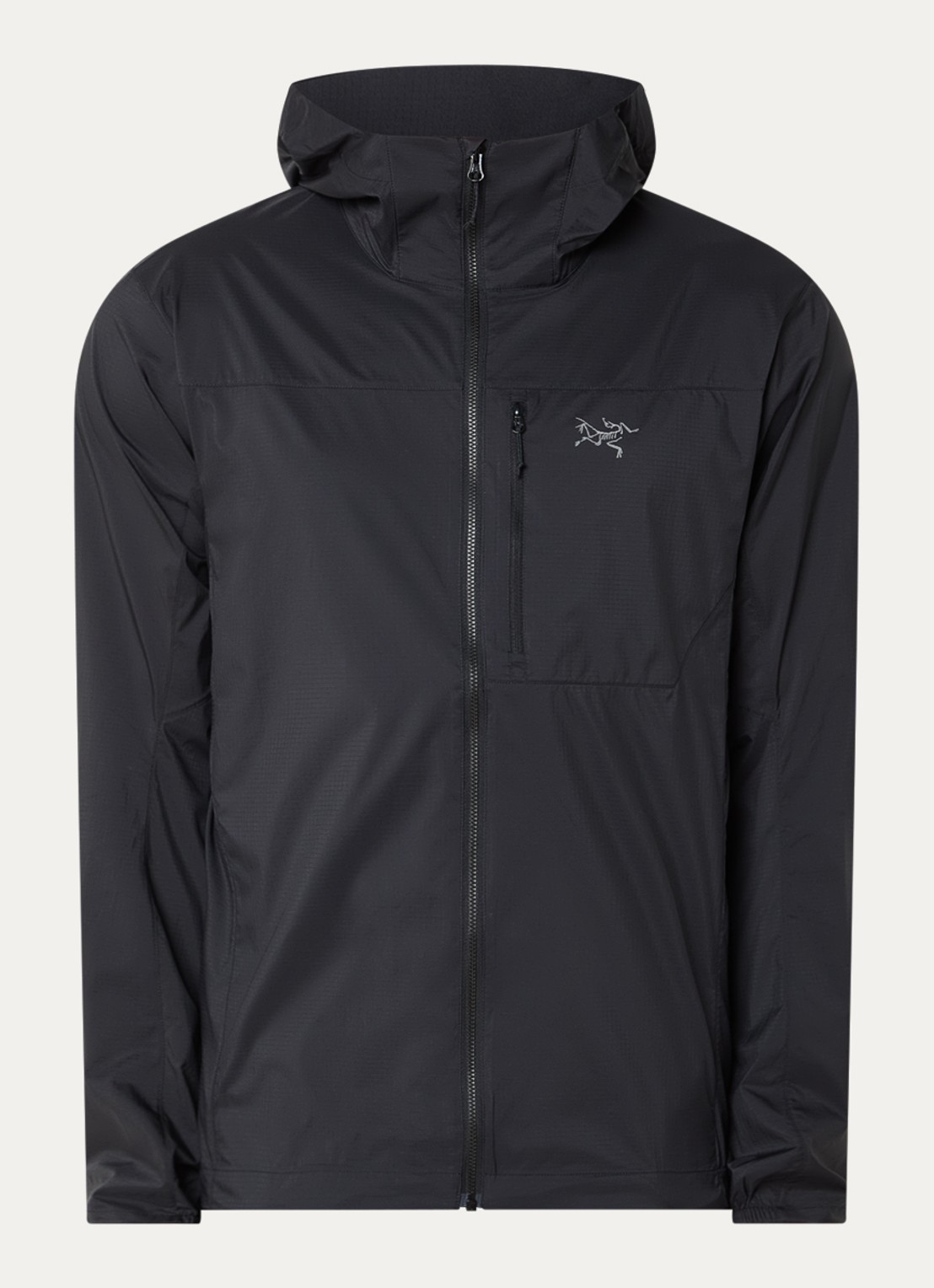 Arc'teryx Squamish windjack met capuchon en waterafstotende coating - voorkant 2 zwart