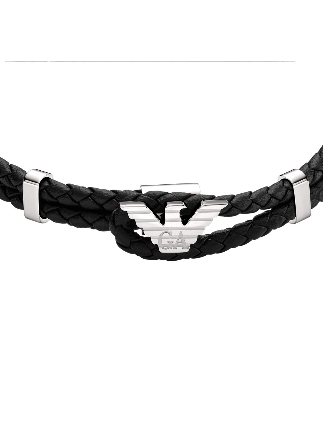 Armani Armband van leer EGS3237040 - detail zilver