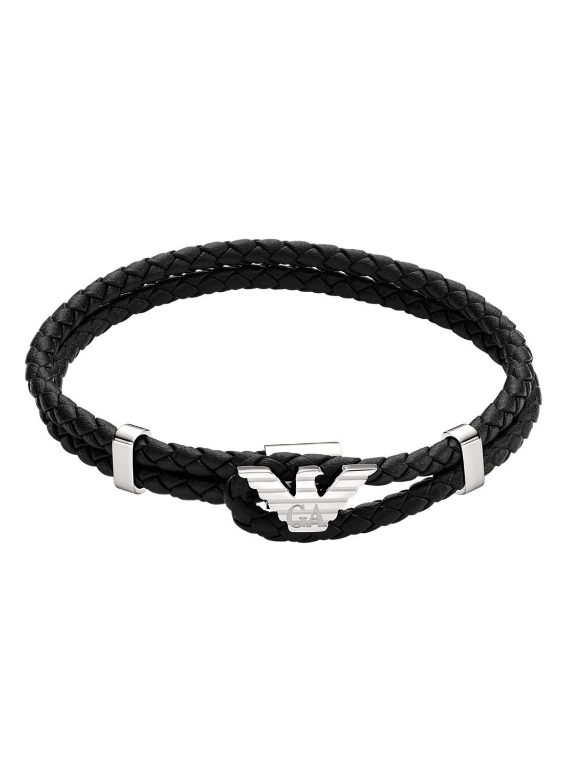 Armani Armband van leer EGS3237040 - voorkant 4 zilver