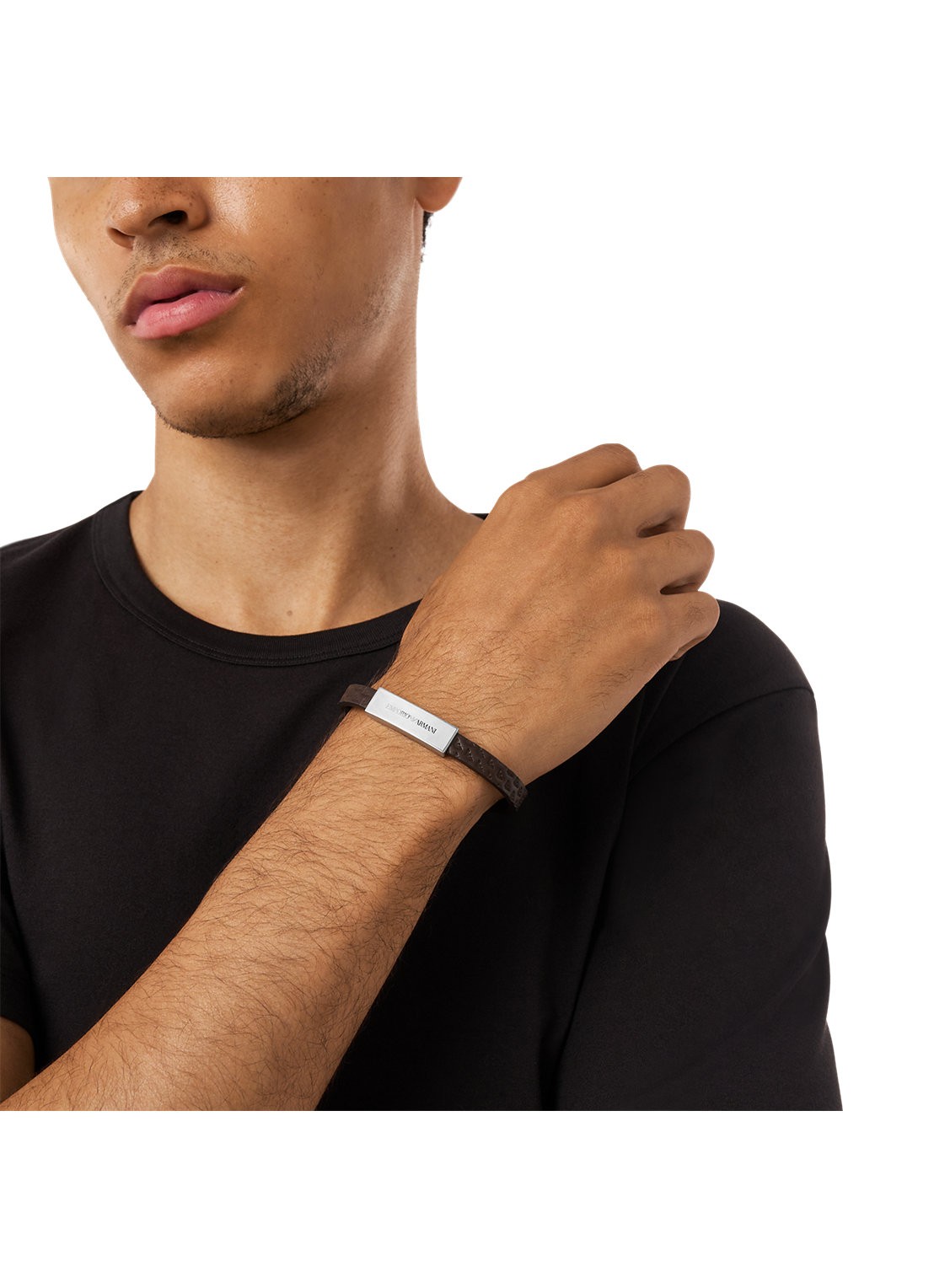 Armani Armband van leer EGS3251040 - detail 3 bruin
