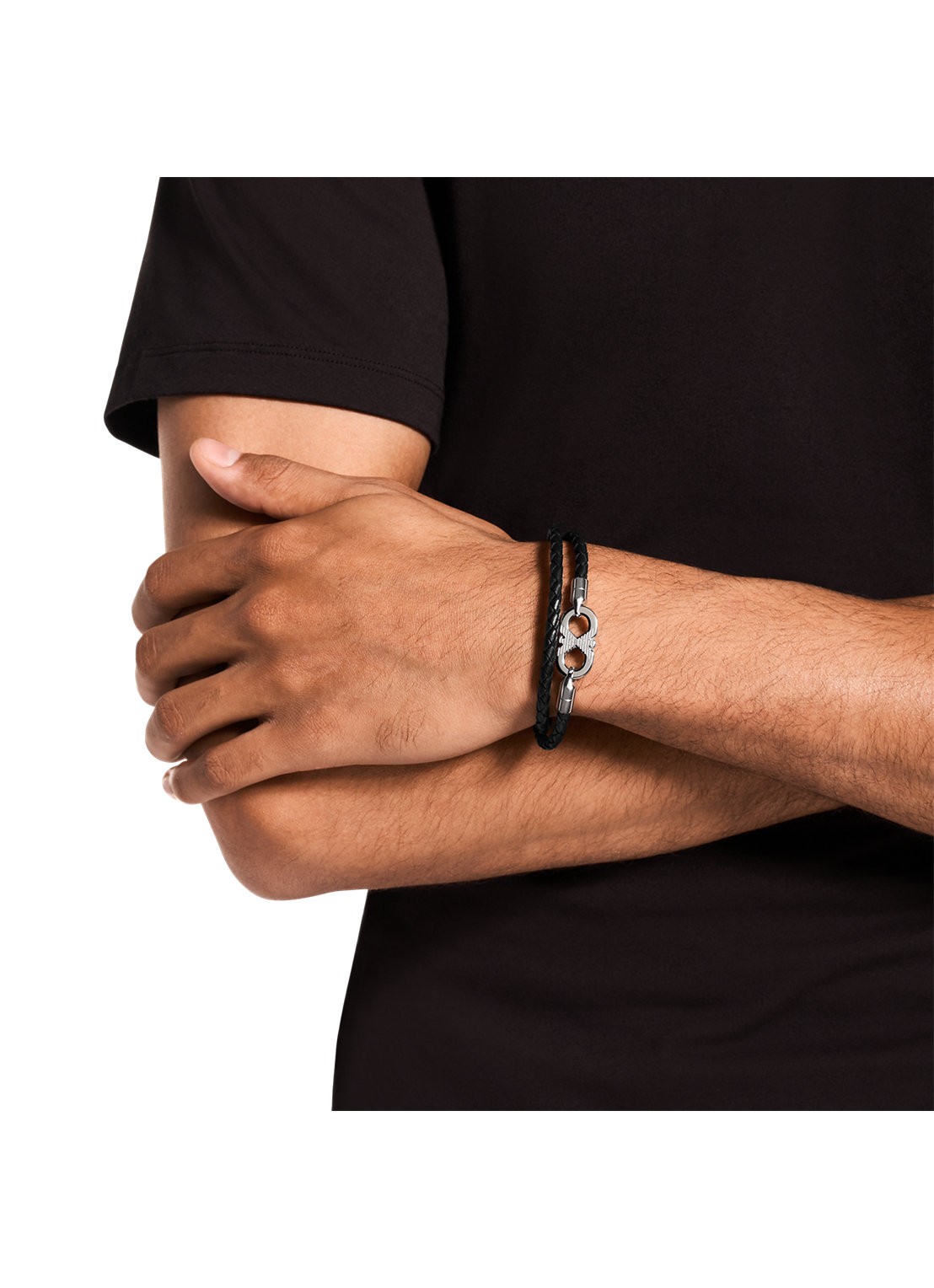 Armani Armband van leer EGS3299040 - detail 2 zwart