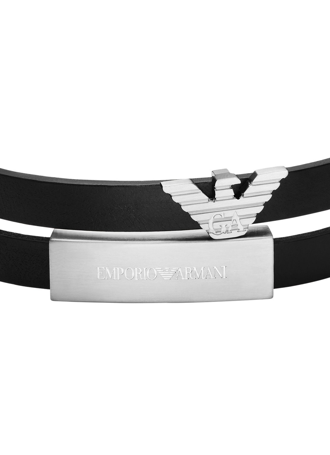 Armani Armband van leer EGS3311040 - detail 2 zilver