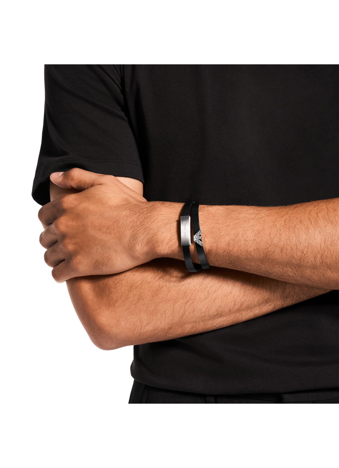 Armani Armband van leer EGS3311040 - detail 3 zilver