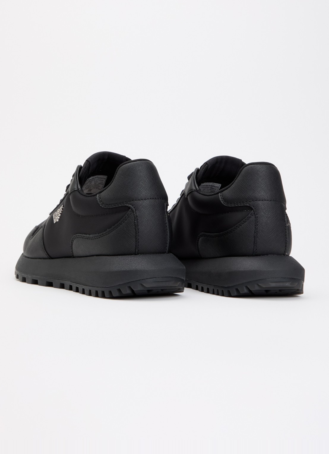 Armani ASV Nylon sneakers met leren details en logo  - achterkant zwart