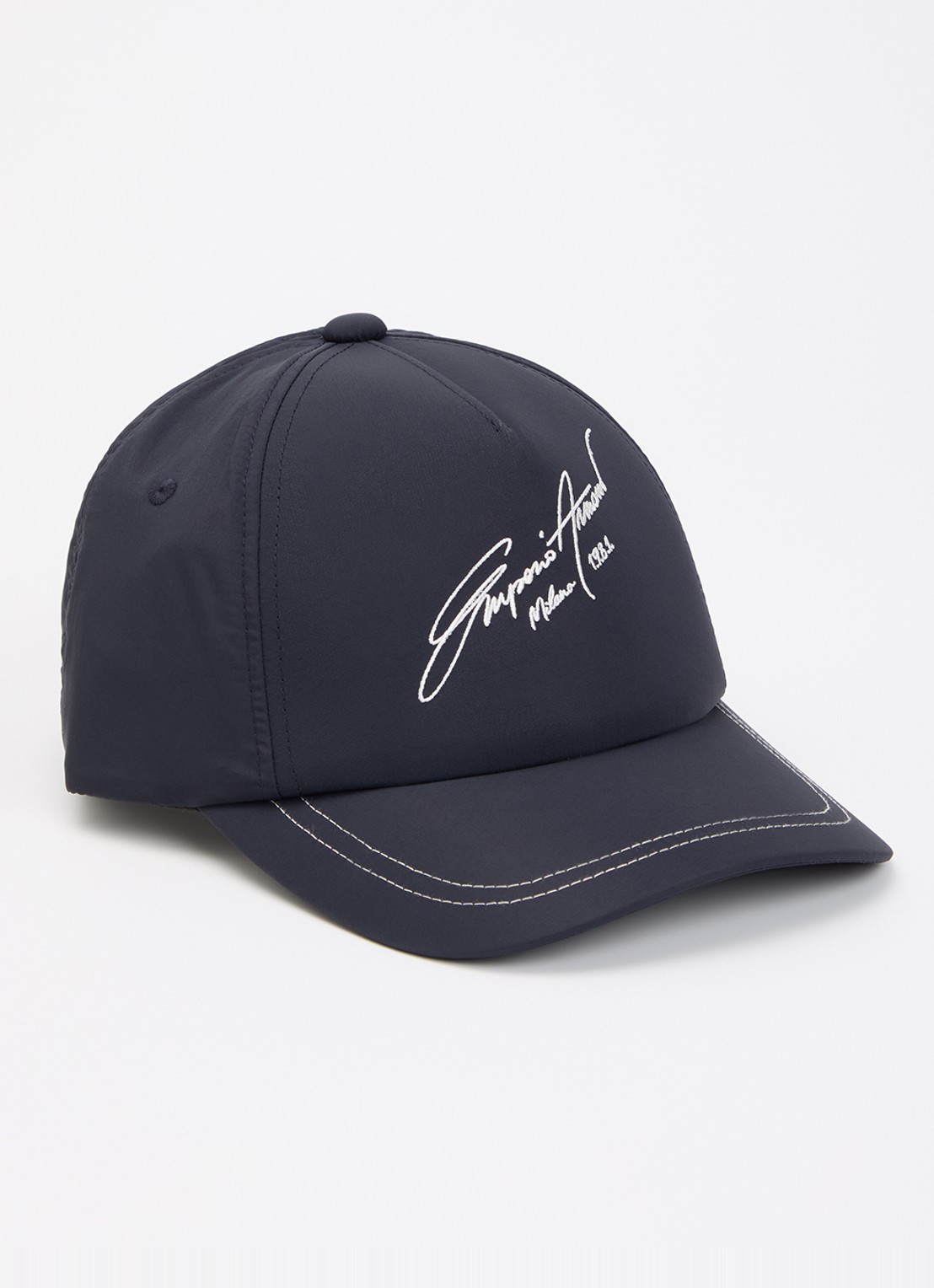 Armani Baseball pet met logoborduring - voorkant 2 donkerblauw