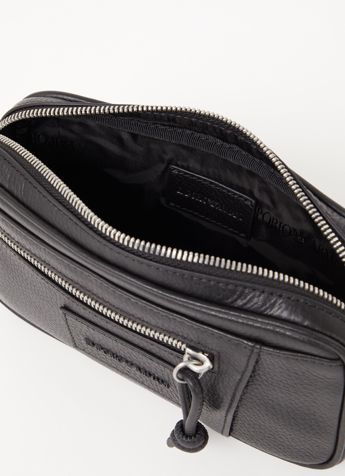 Armani Beautycase van leer - detail 3 zwart