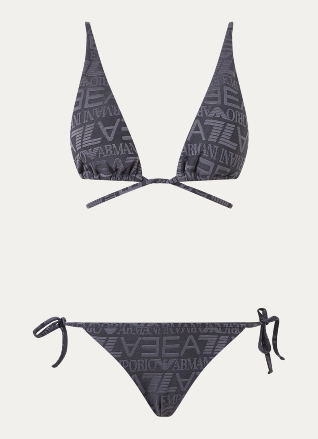 Armani Bikiniset met logoprint - voorkant antraciet