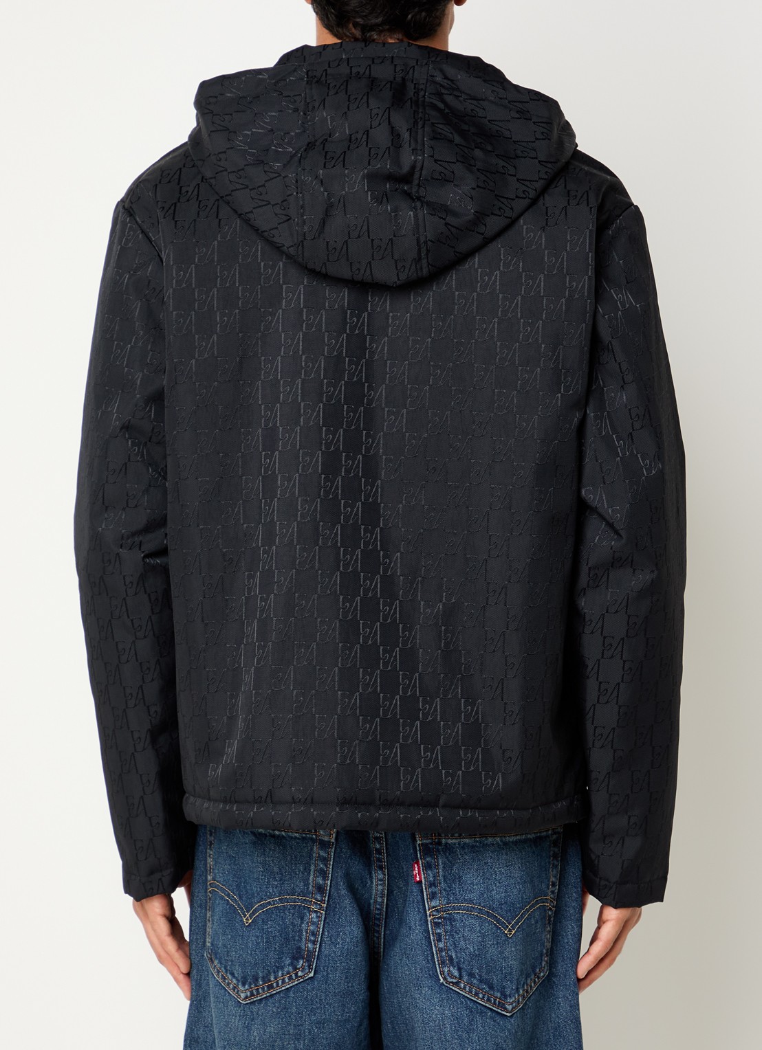Armani Blouson jack met logoprint - achterkant zwart