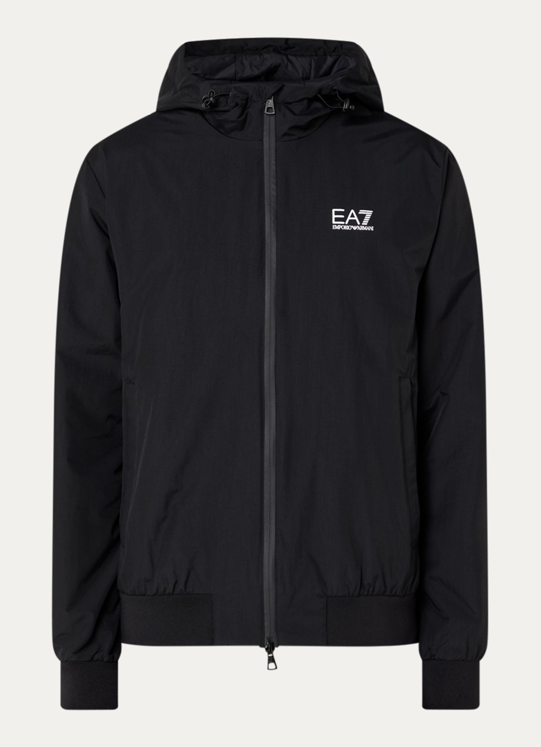 Armani Bomberjack met capuchon en ritszakken - voorkant zwart
