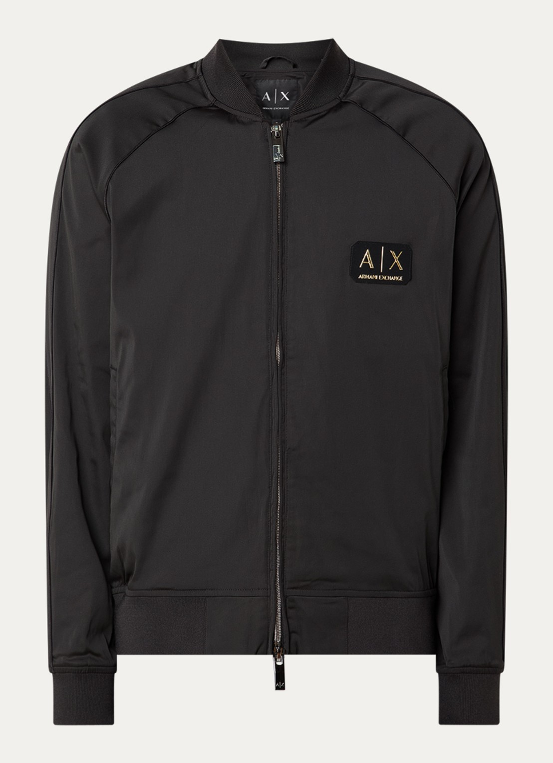Armani Bomberjack met logo en ritszakken - voorkant 2 zwart