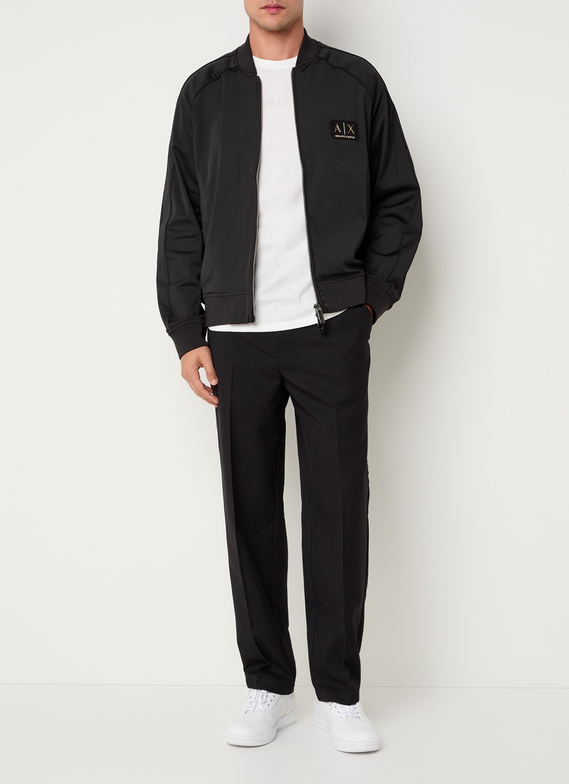 Armani Bomberjack met logo en ritszakken - voorkant 3 zwart
