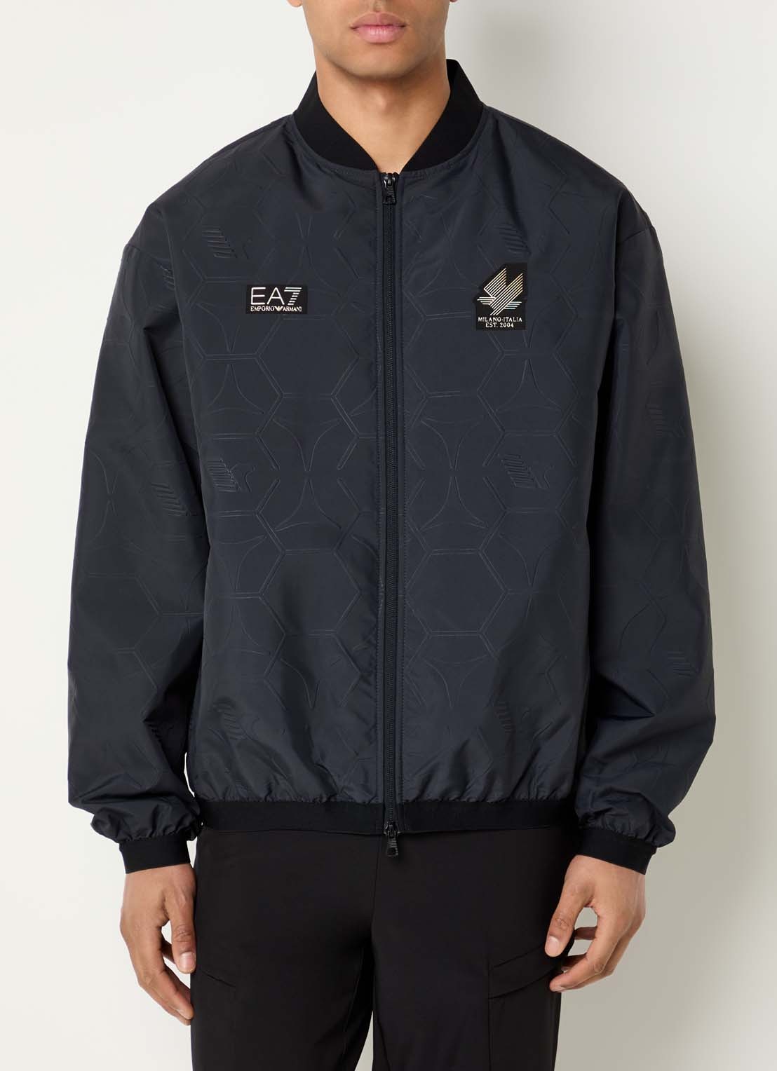Armani Bomberjack met logo - detail zwart