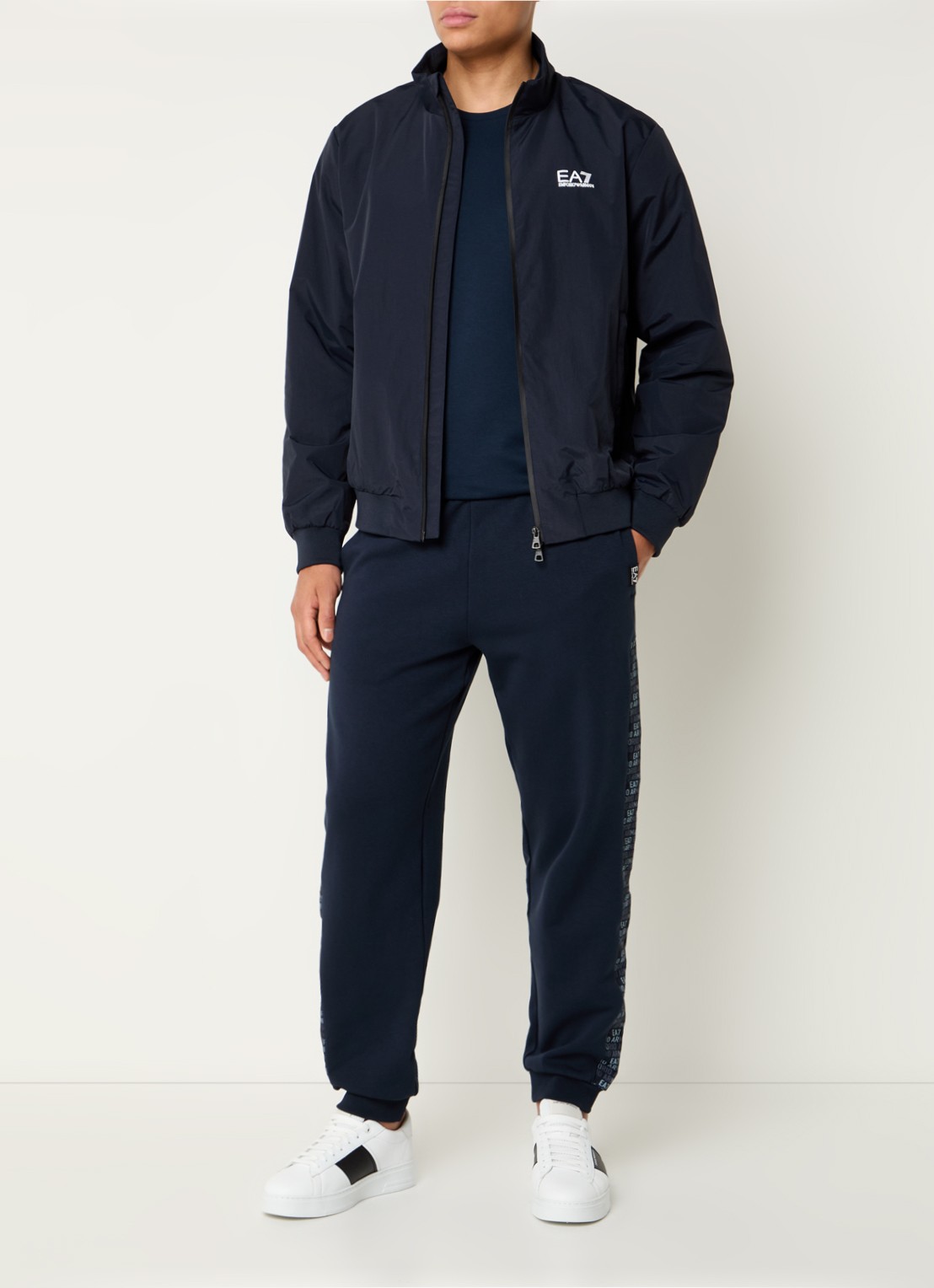 Armani Bomberjack met ritszakken en logo - voorkant 3 donkerblauw