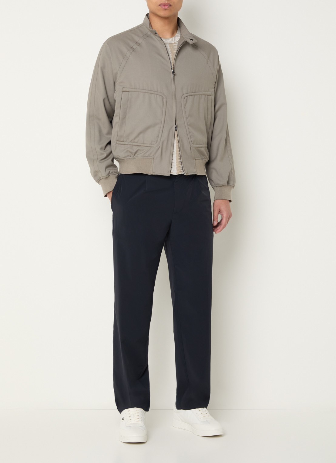Armani Bomberjack met steekzakken - voorkant 2 donkerbeige