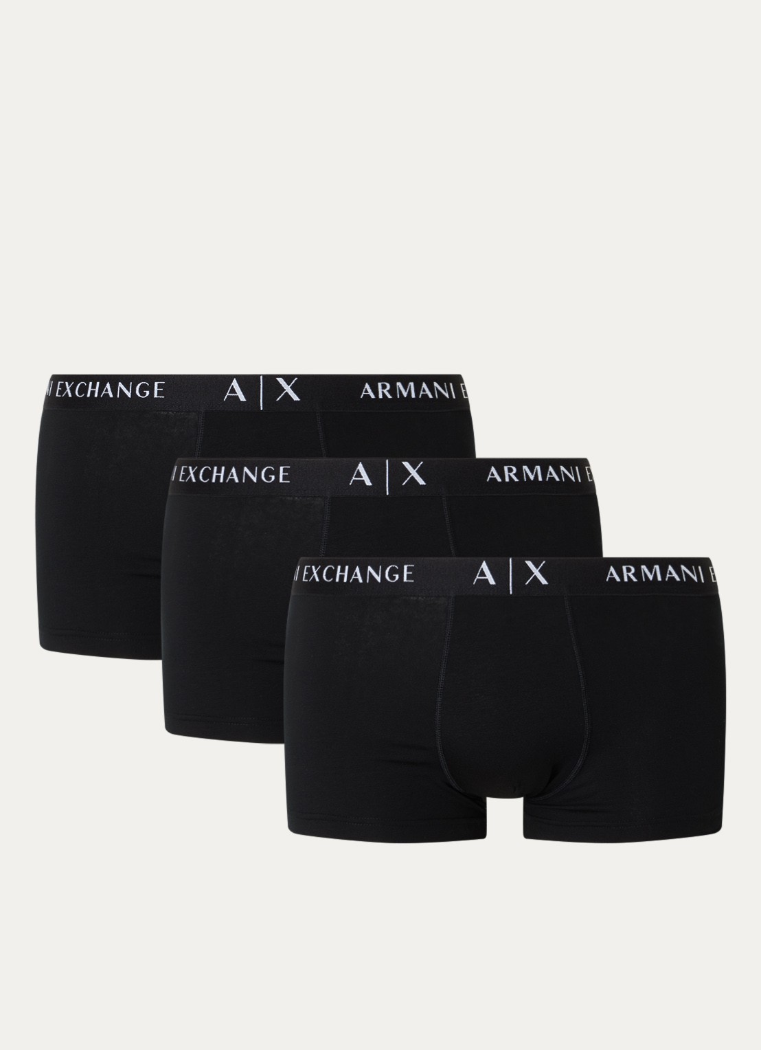 Armani Boxershorts met logoband in 3-pack - voorkant zwart