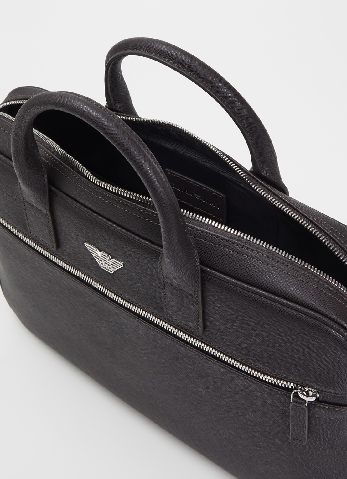 Armani Business Regenerated businesstas van imitatieleer - detail bruin