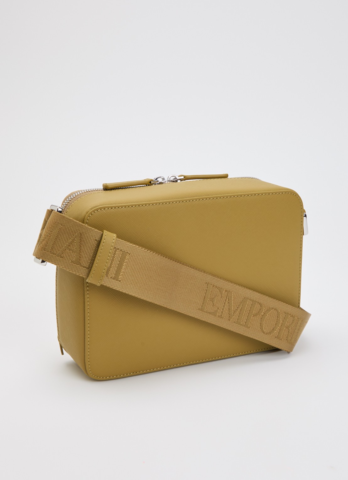 Armani Business Regenerated crossbodytas van imitatieleer met afneembare schouderriem  - achterkant olijfgroen