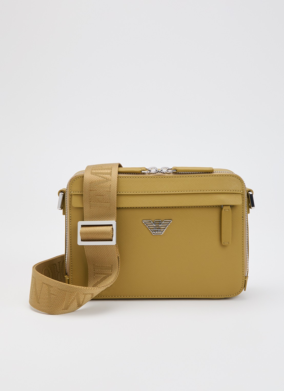 Armani Business Regenerated crossbodytas van imitatieleer met afneembare schouderriem  - voorkant 2 olijfgroen