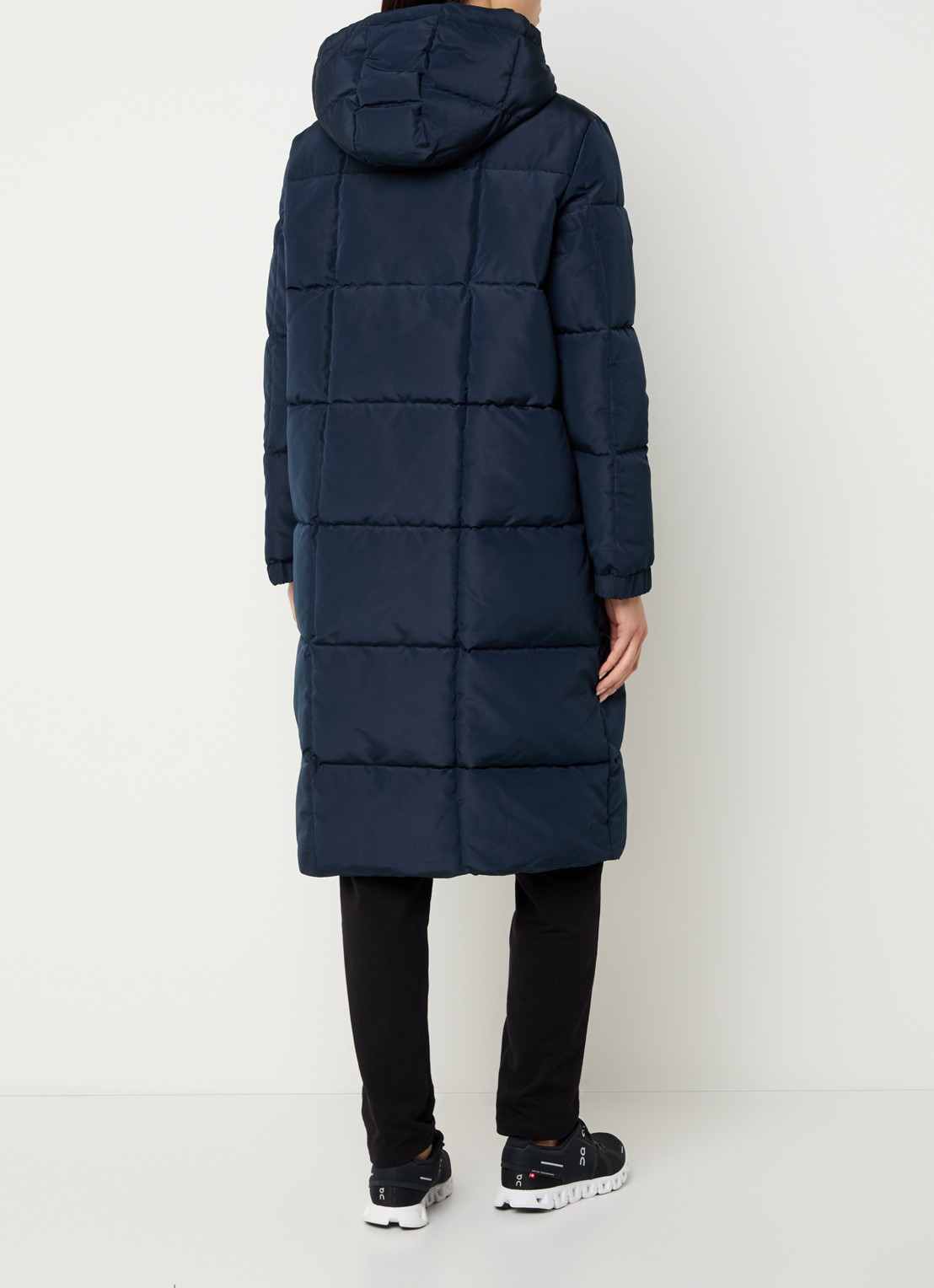 Armani Caban gewatteerde jas met capuchon - achterkant donkerblauw