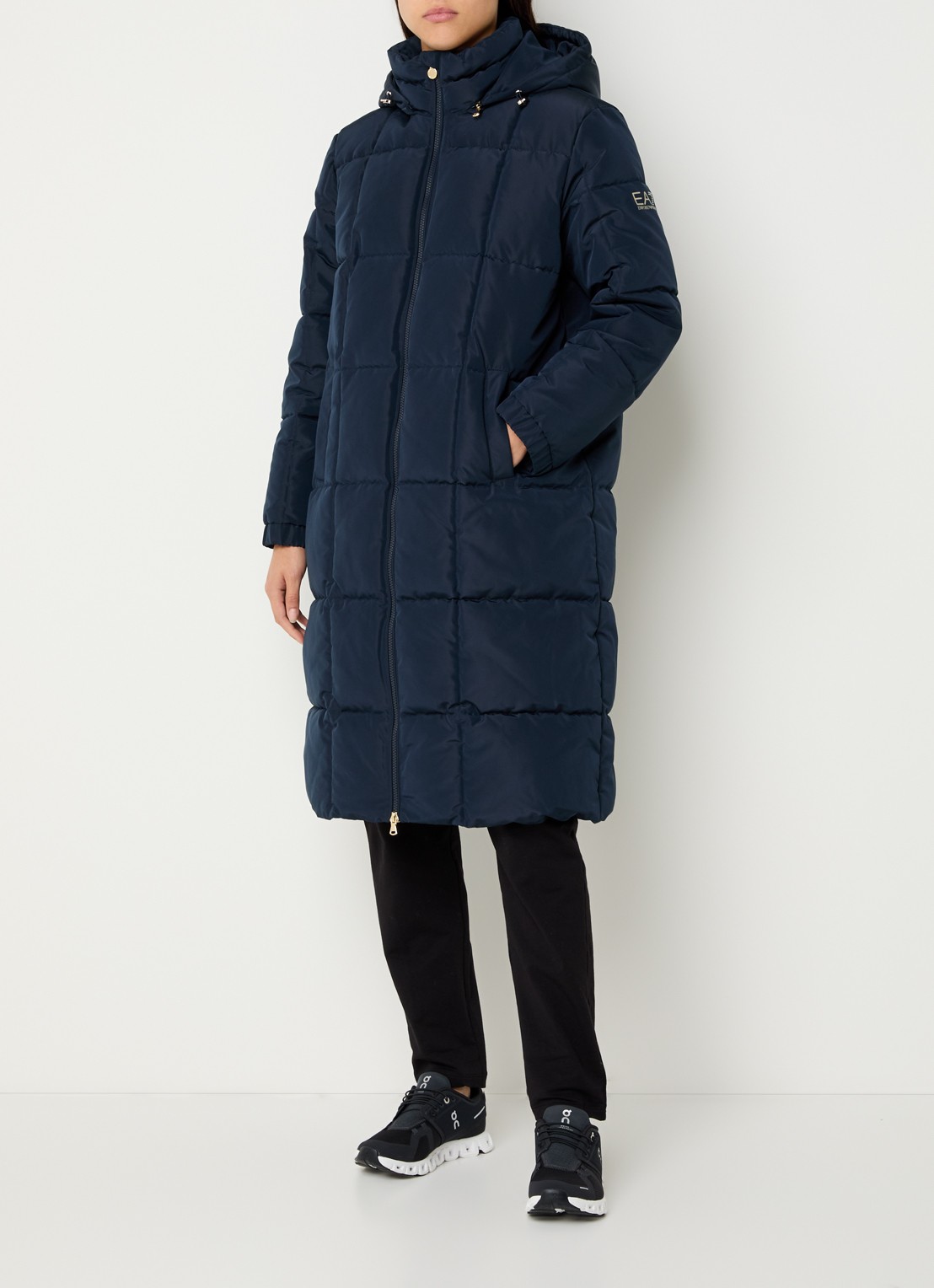 Armani Caban gewatteerde jas met capuchon - detail 4 donkerblauw