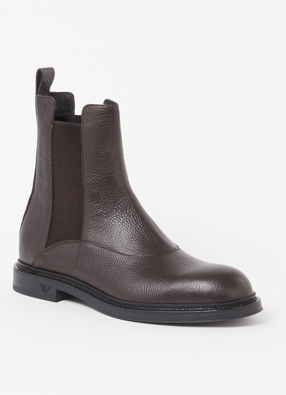 Armani Chelsea boot van kalfsleer  - voorkant donkerbruin