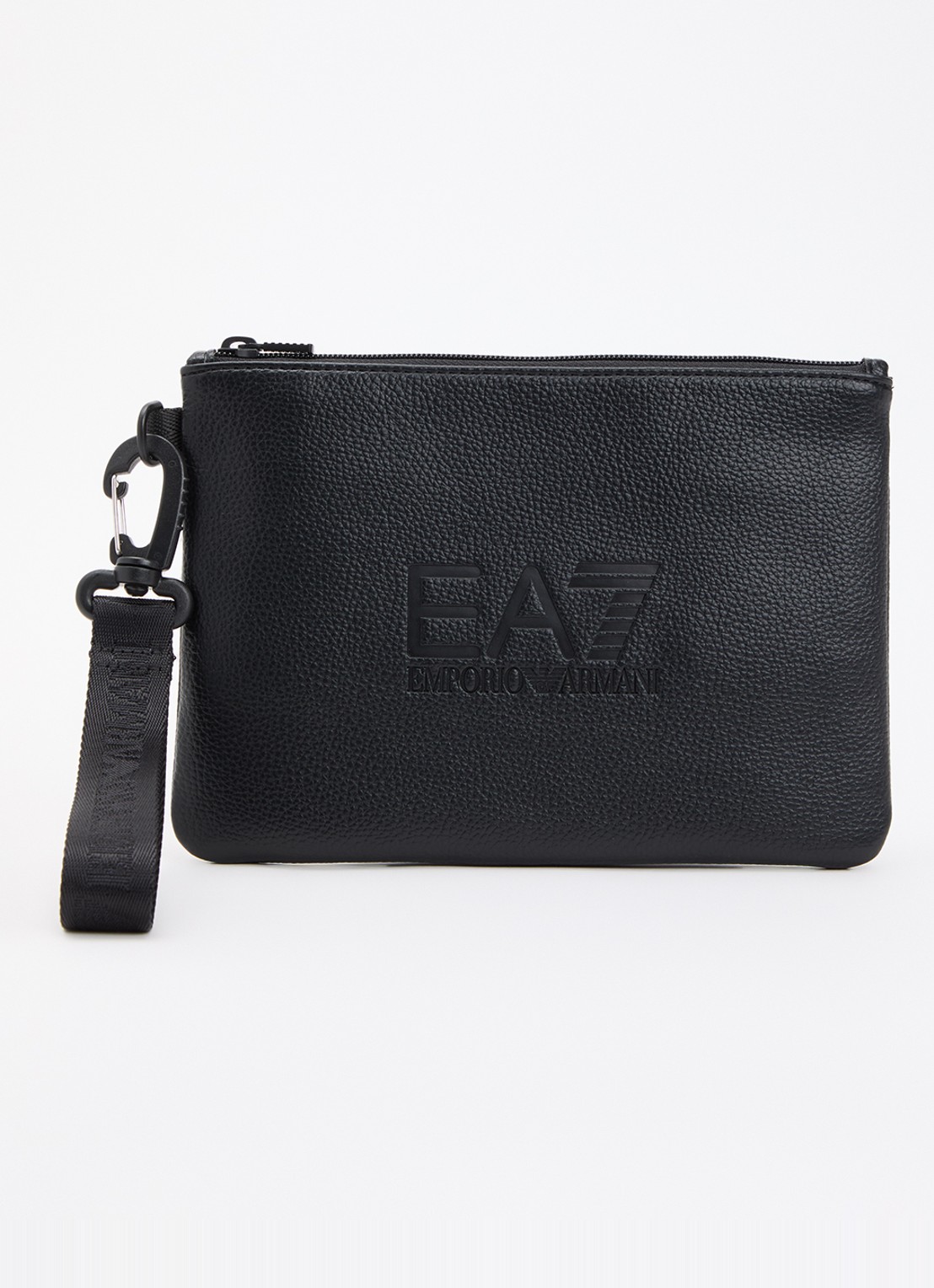 Armani Clutch van imitatieleer met logo - voorkant zwart