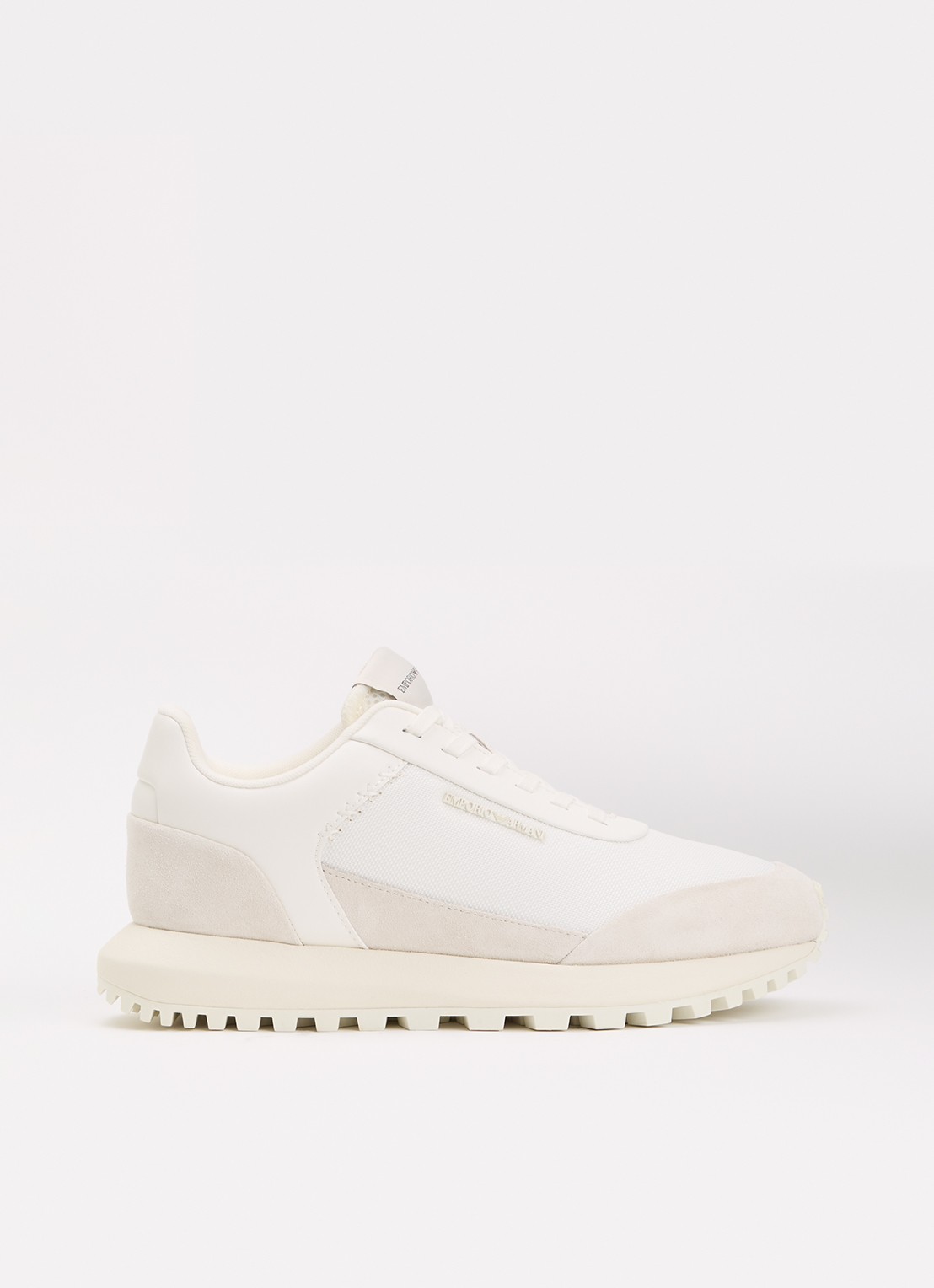 Armani Cordura sneaker met details van suède - voorkant 2 wit