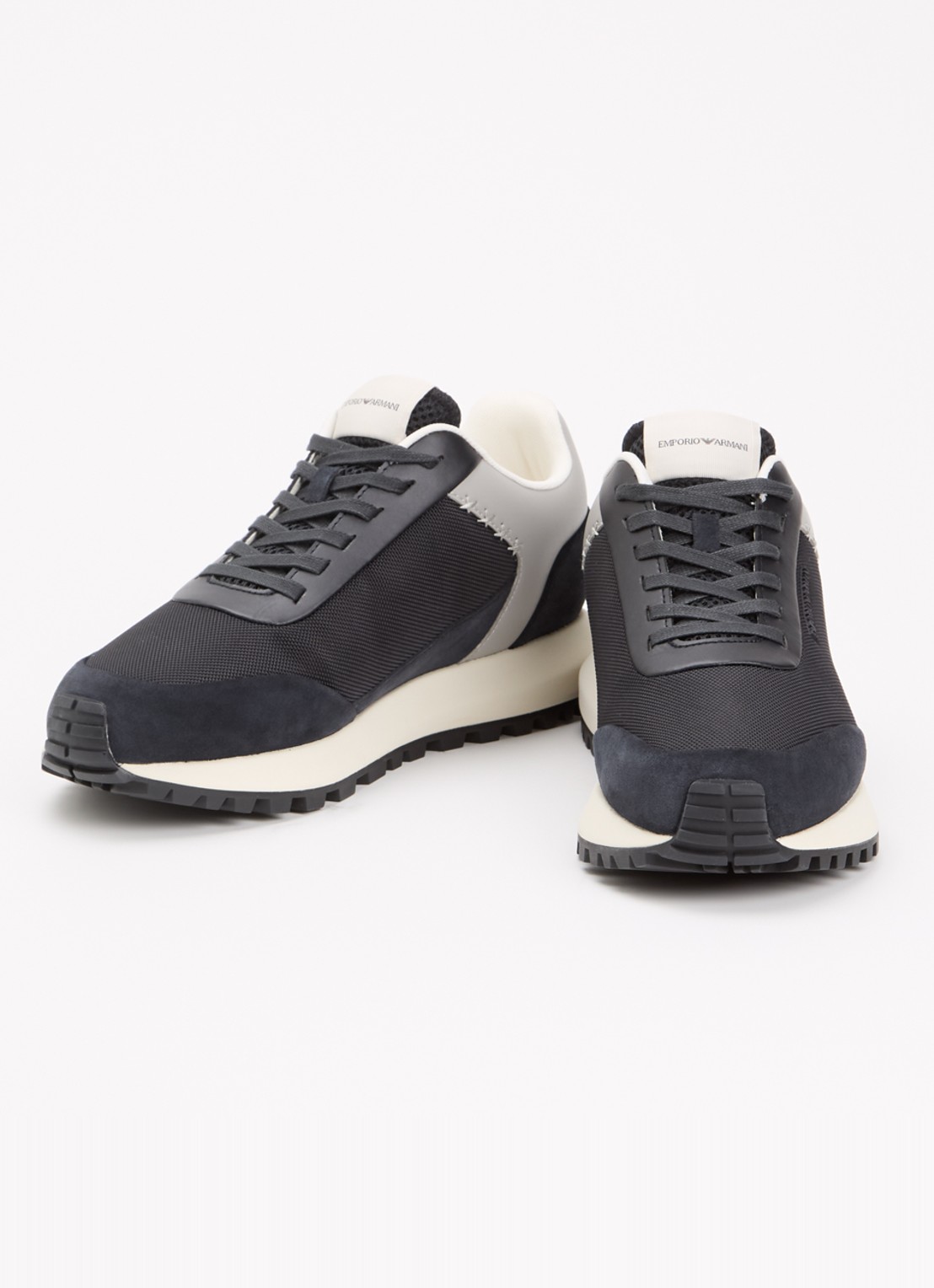 Armani Cordura sneaker met details van suède - detail 2 donkerblauw