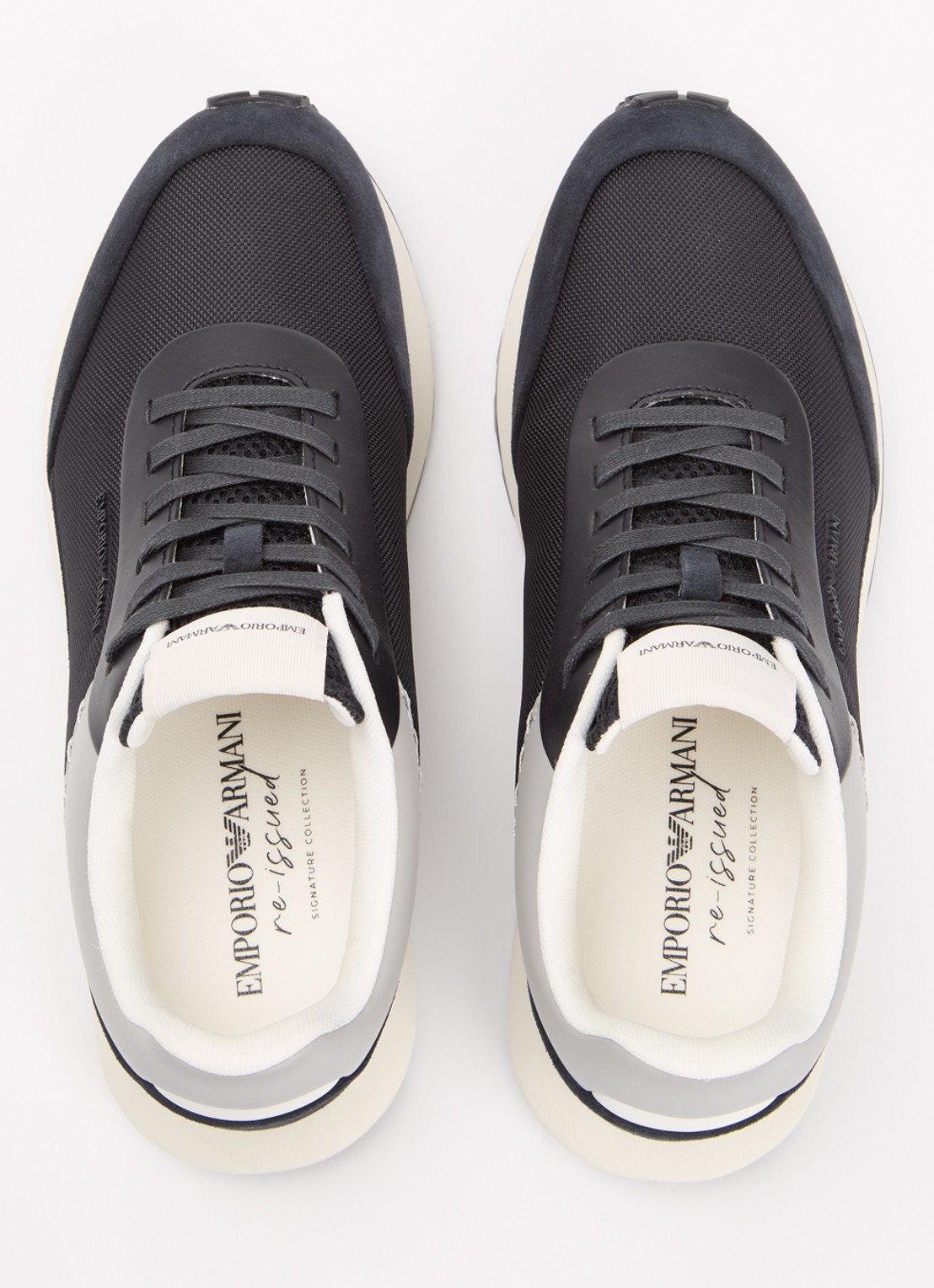 Armani Cordura sneaker met details van suède - detail 3 donkerblauw