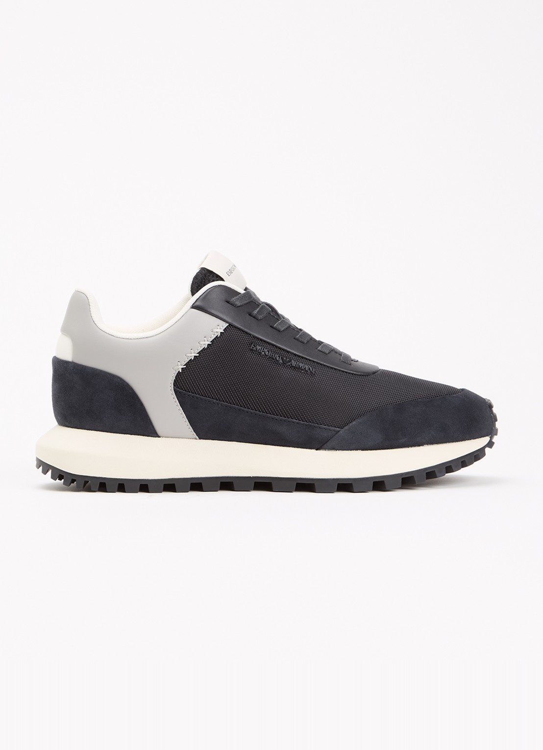 Armani Cordura sneaker met details van suède - voorkant donkerblauw
