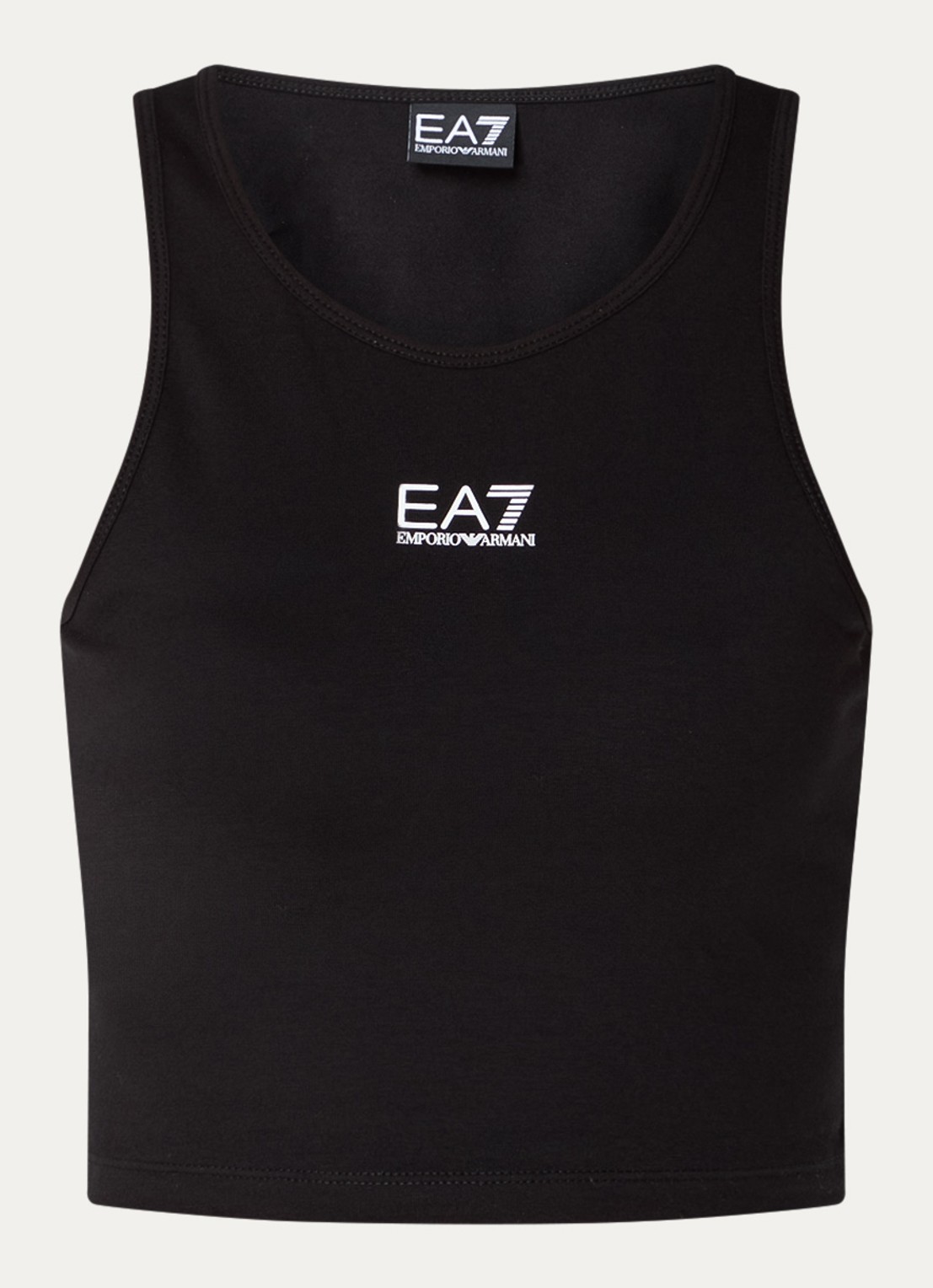 Armani Cropped tanktop met logo - voorkant zwart