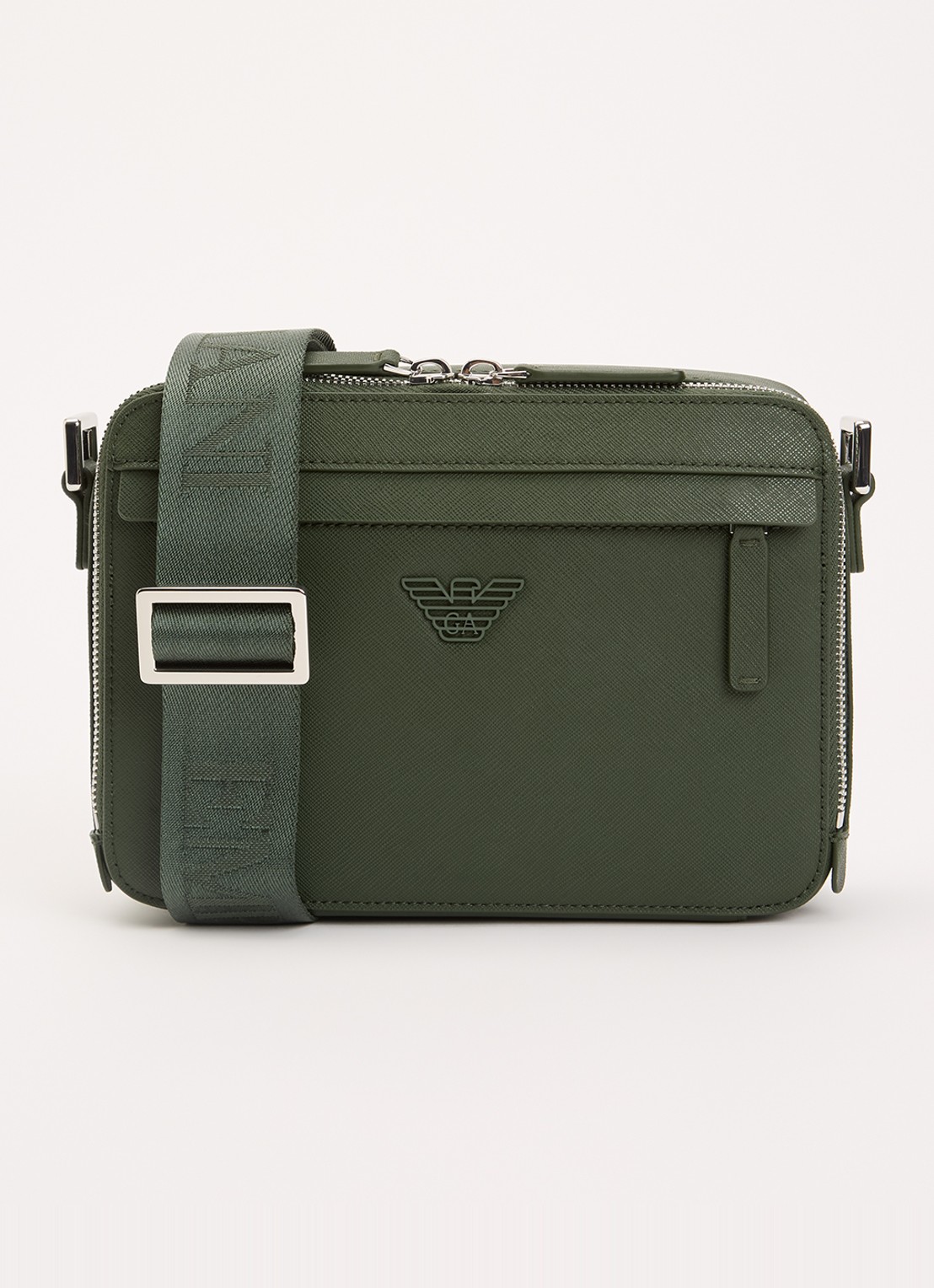 Armani Crossbodytas met afneembare schouderriem en logo - voorkant 2 bronsgroen