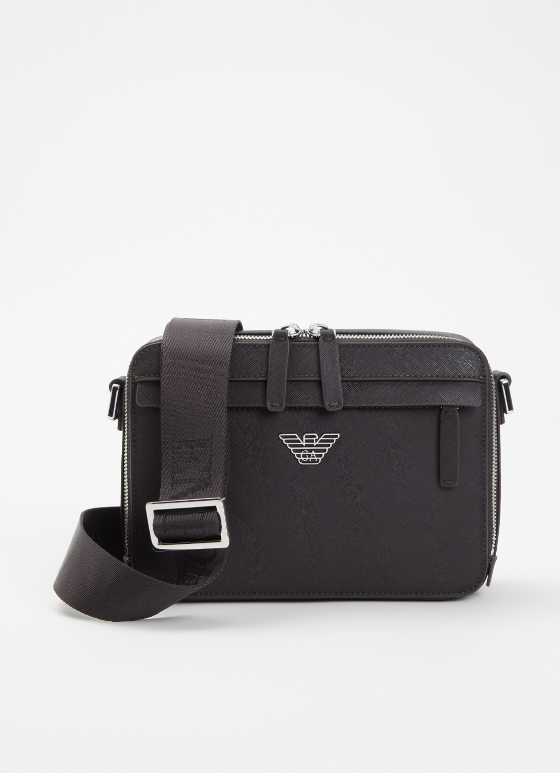 Armani Crossbodytas met afneembare schouderriem en logo - voorkant 5 donkerbruin