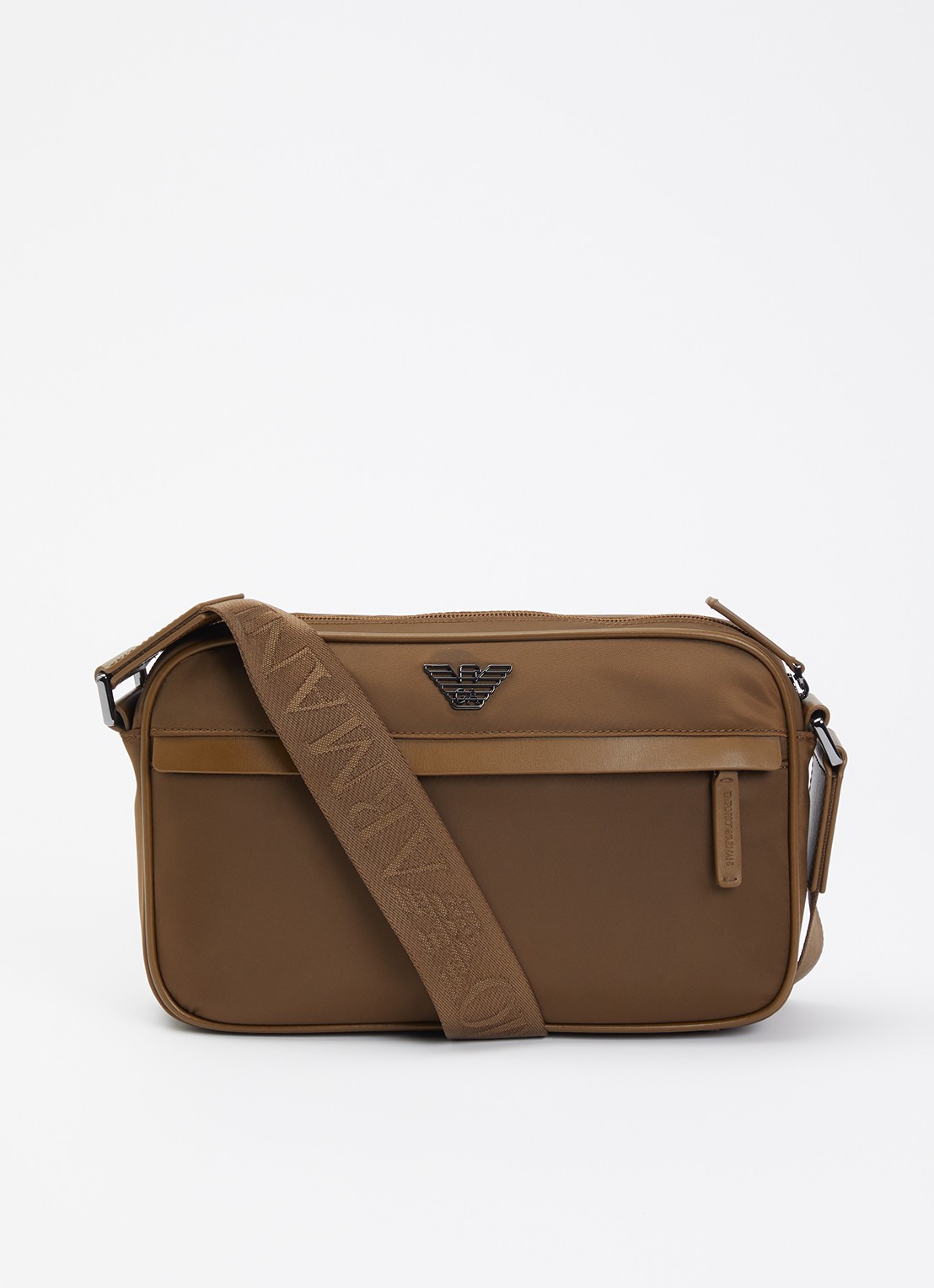 Armani Crossbodytas met logo - voorkant 5 hazelnootbruin