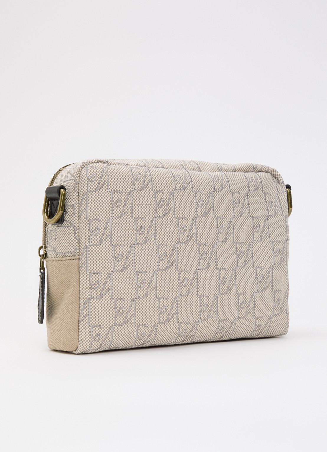 Armani Crossbodytas met logoprint en details van leer  - achterkant 5 beige