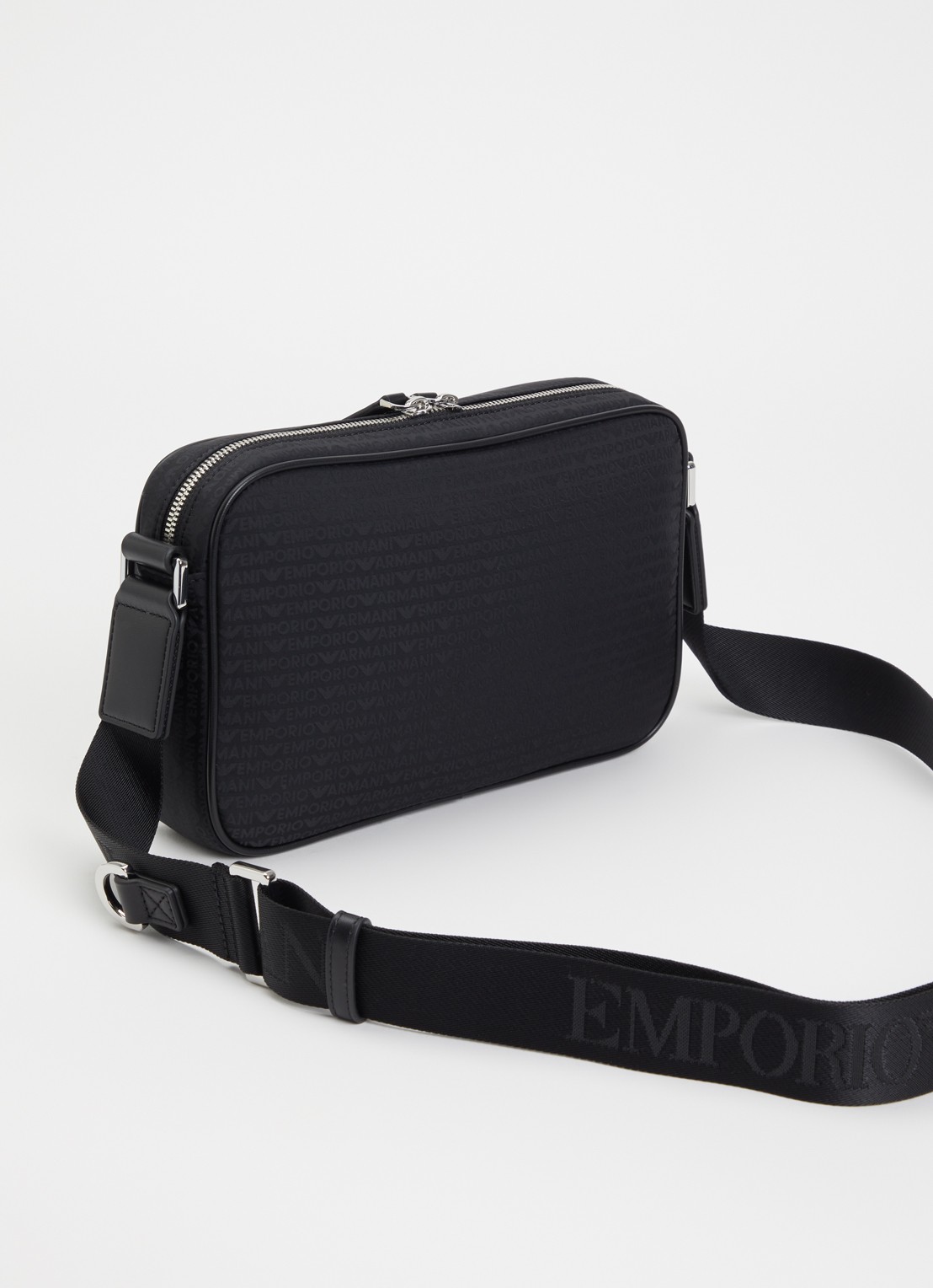Armani Crossbodytas met logoprint en verstelbare schouderriem - achterkant 2 zwart