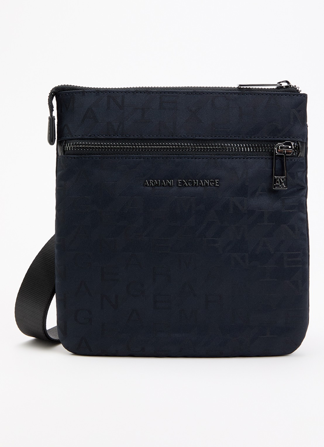 Armani Crossbodytas met logoprint - voorkant donkerblauw