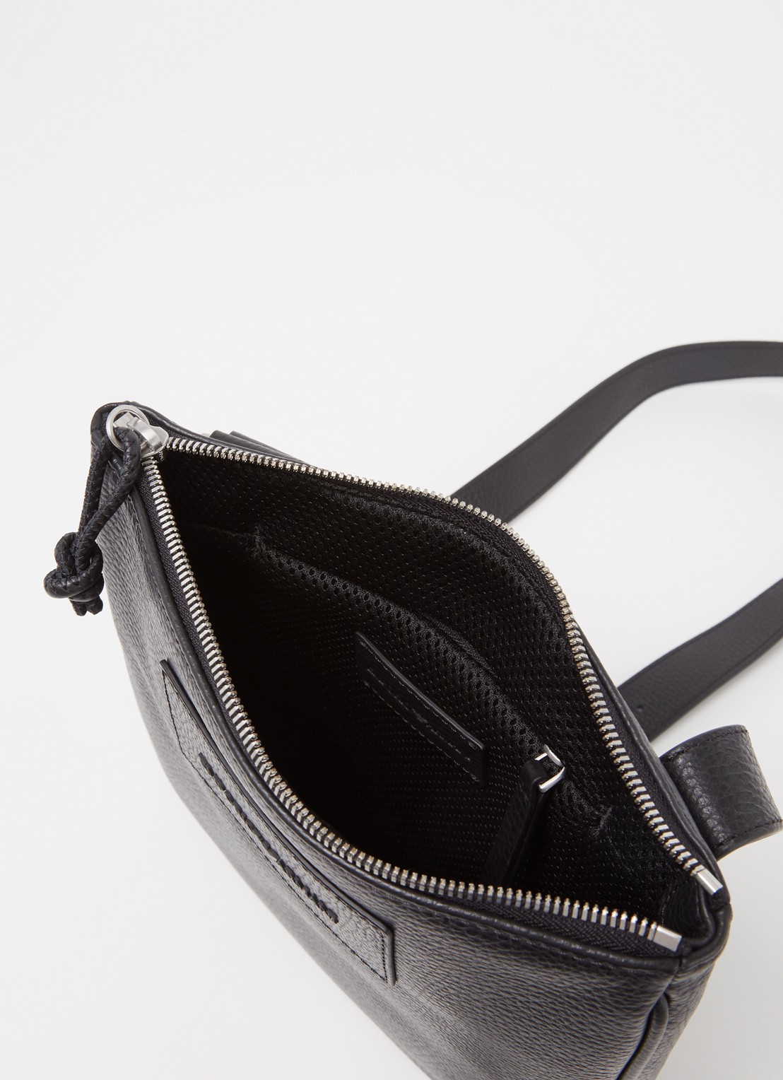 Armani Crossbodytas van leer met logo - detail 3 zwart
