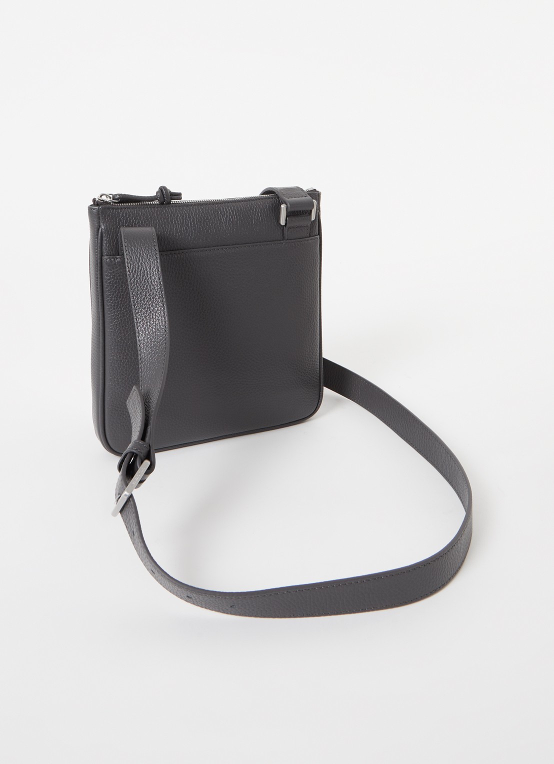 Armani Crossbodytas van leer met logo - achterkant 2 donkerbruin