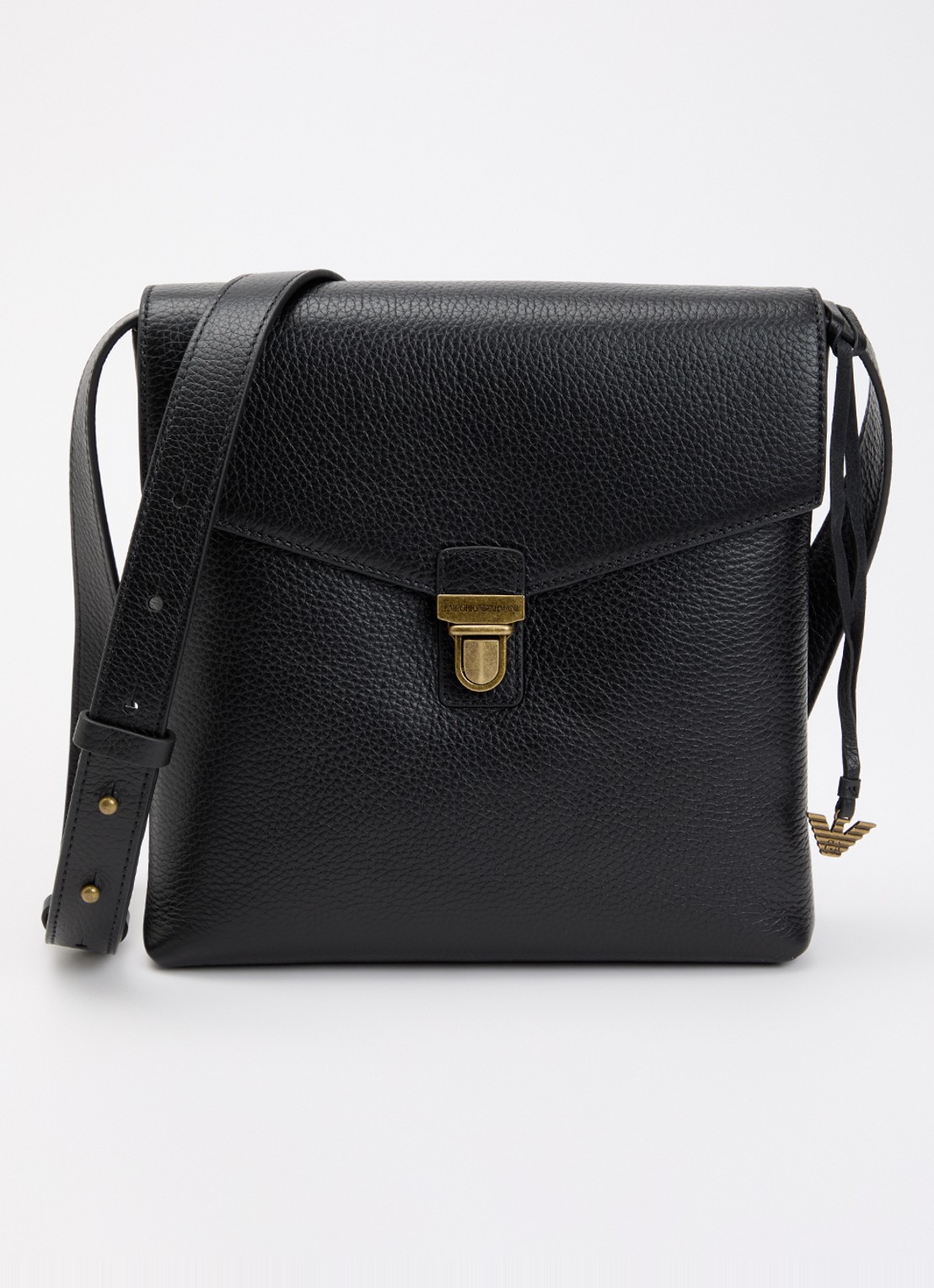 Armani Crossbodytas van leer - voorkant 5 zwart