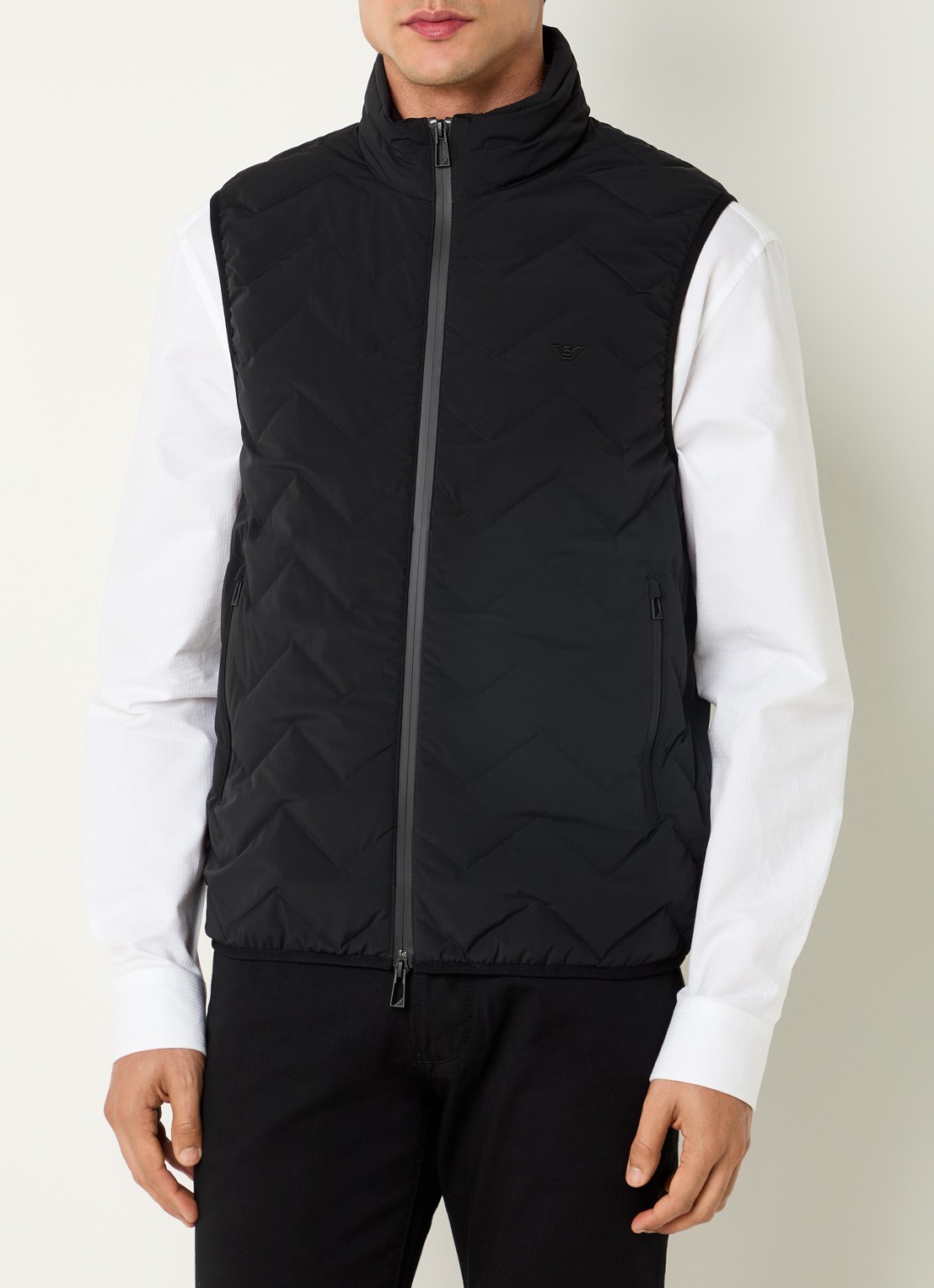 Armani Down bodywarmer met quilt patroon - detail 2 zwart