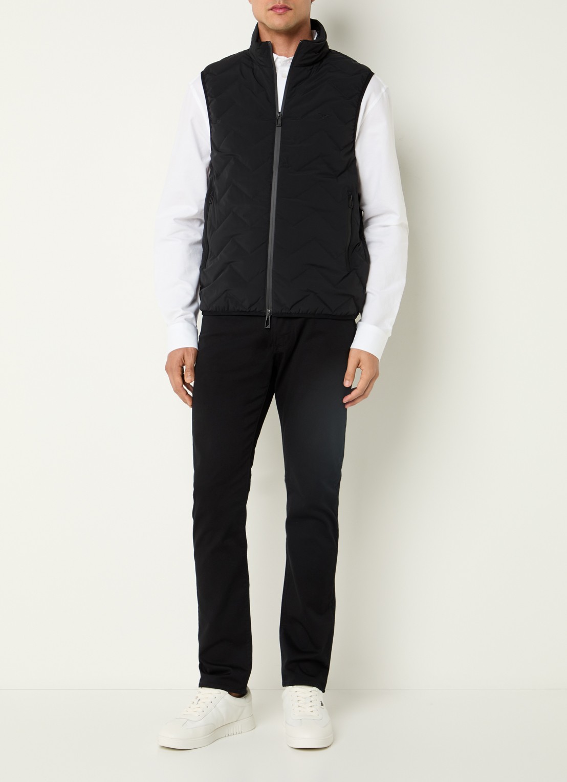 Armani Down bodywarmer met quilt patroon - voorkant 4 zwart