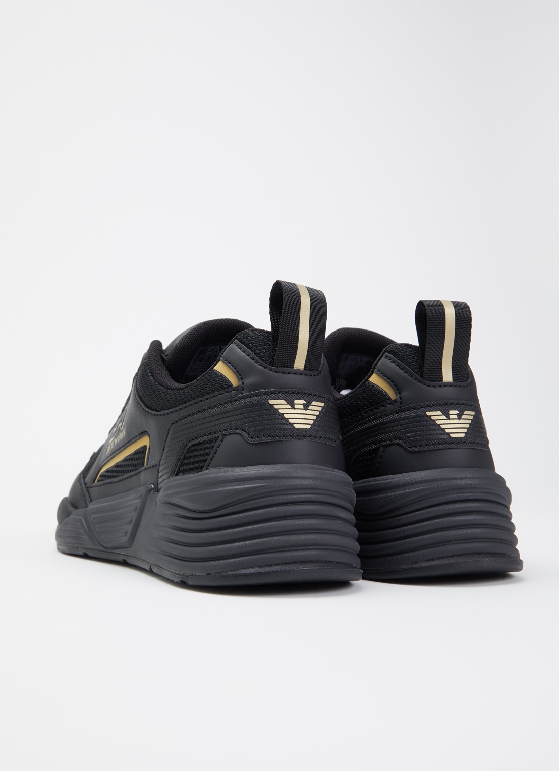 Armani EA7 ACE Runner sneaker van leer  - achterkant zwart