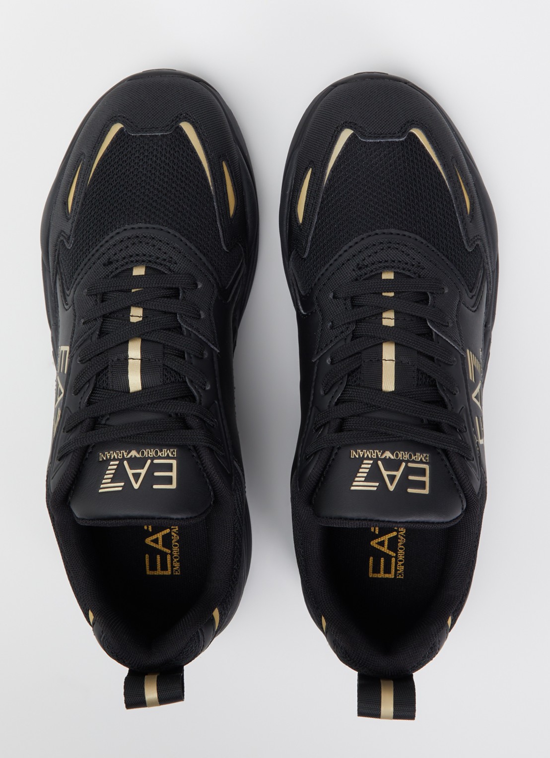 Armani EA7 ACE Runner sneaker van leer  - detail 4 zwart