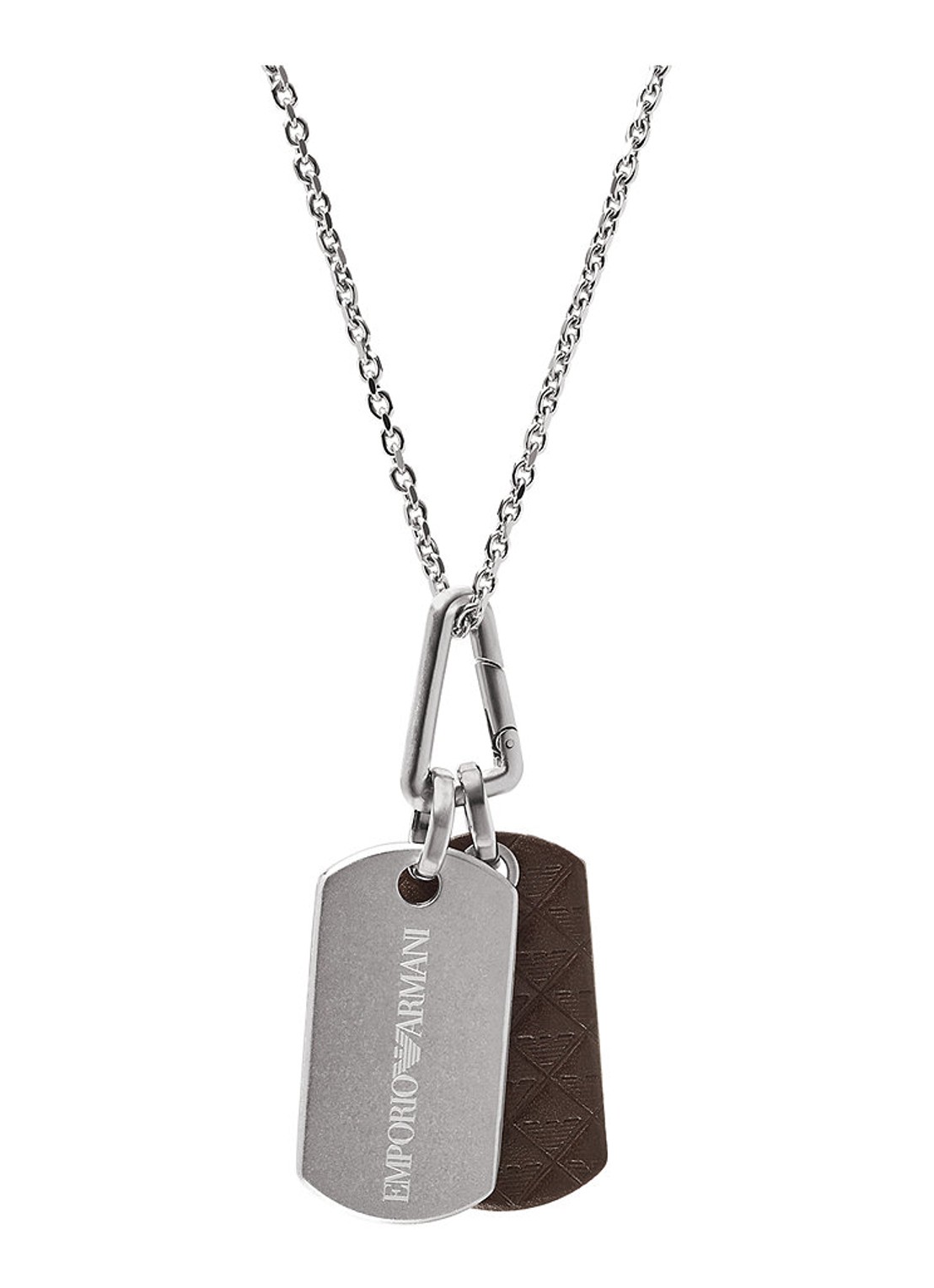 Armani Eagle ketting met hanger en leer EGS3133040 - detail zilver