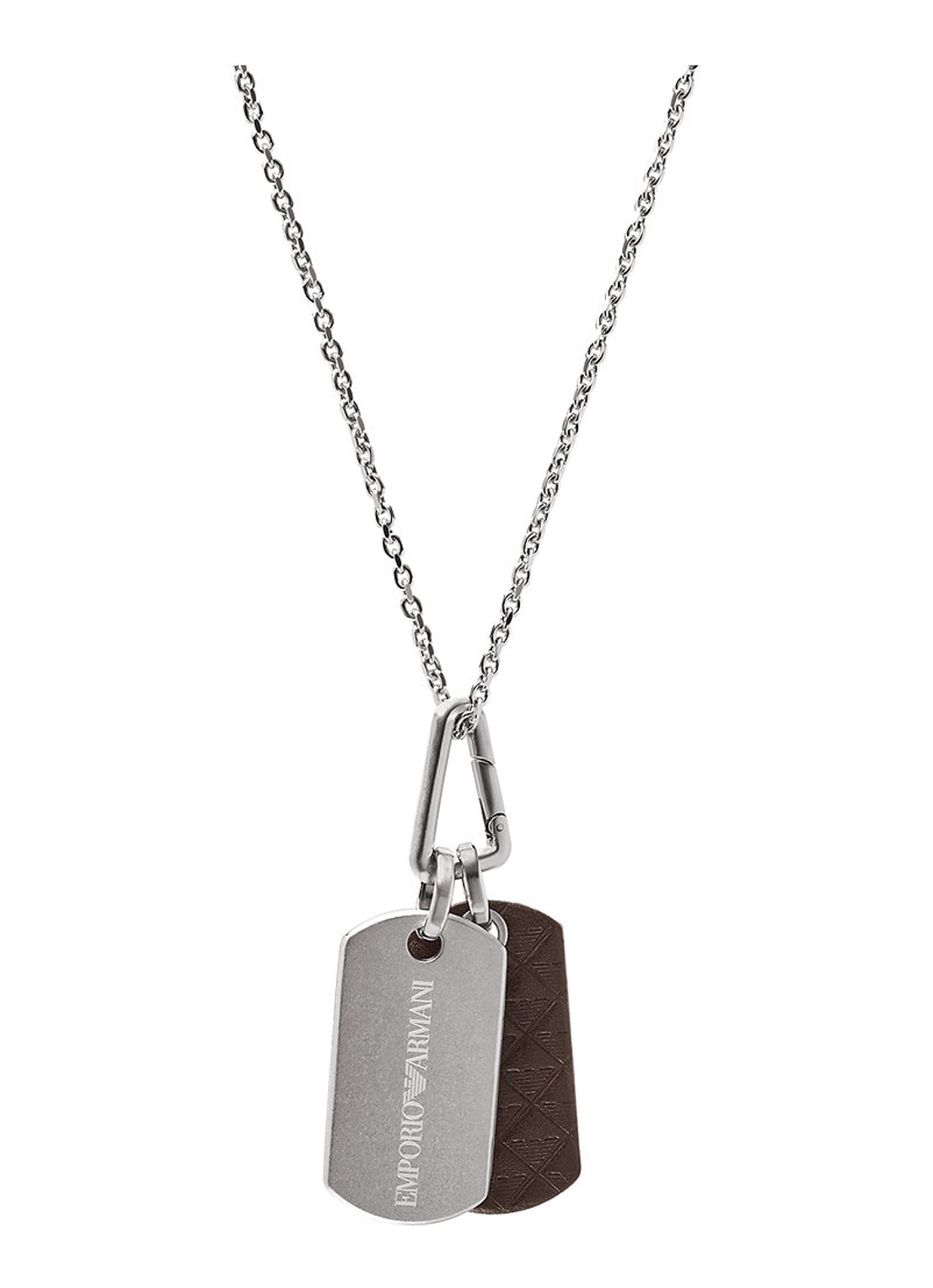 Armani Eagle ketting met hanger en leer EGS3133040 - voorkant 2 zilver