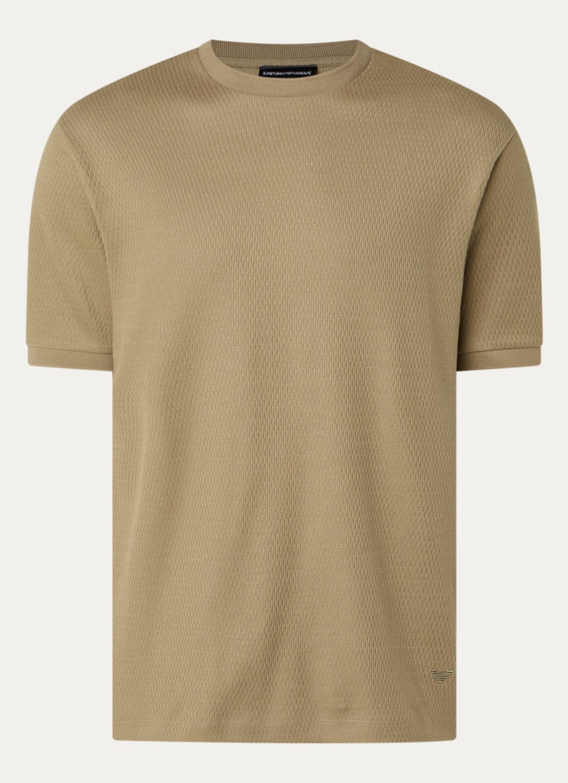 Armani Fijngebreid T-shirt met ingebreid patroon - voorkant 2 mosgroen