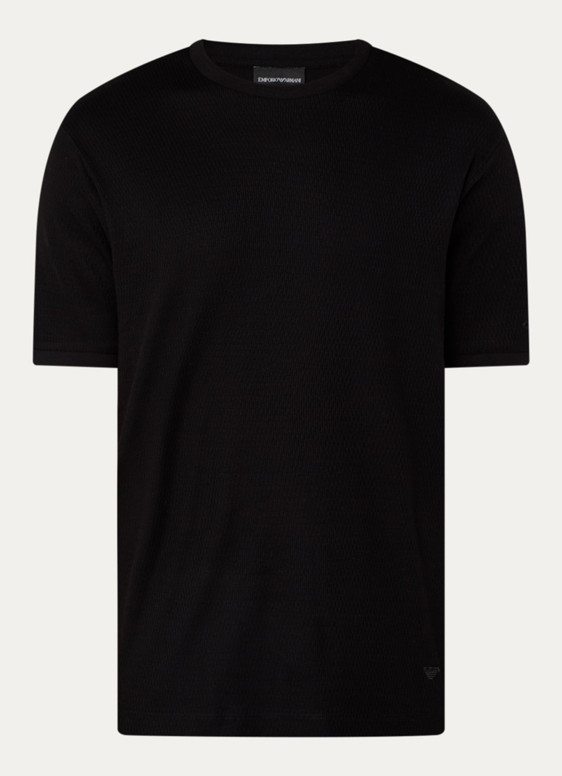 Armani Fijngebreid T-shirt met ingebreid patroon - voorkant 3 zwart