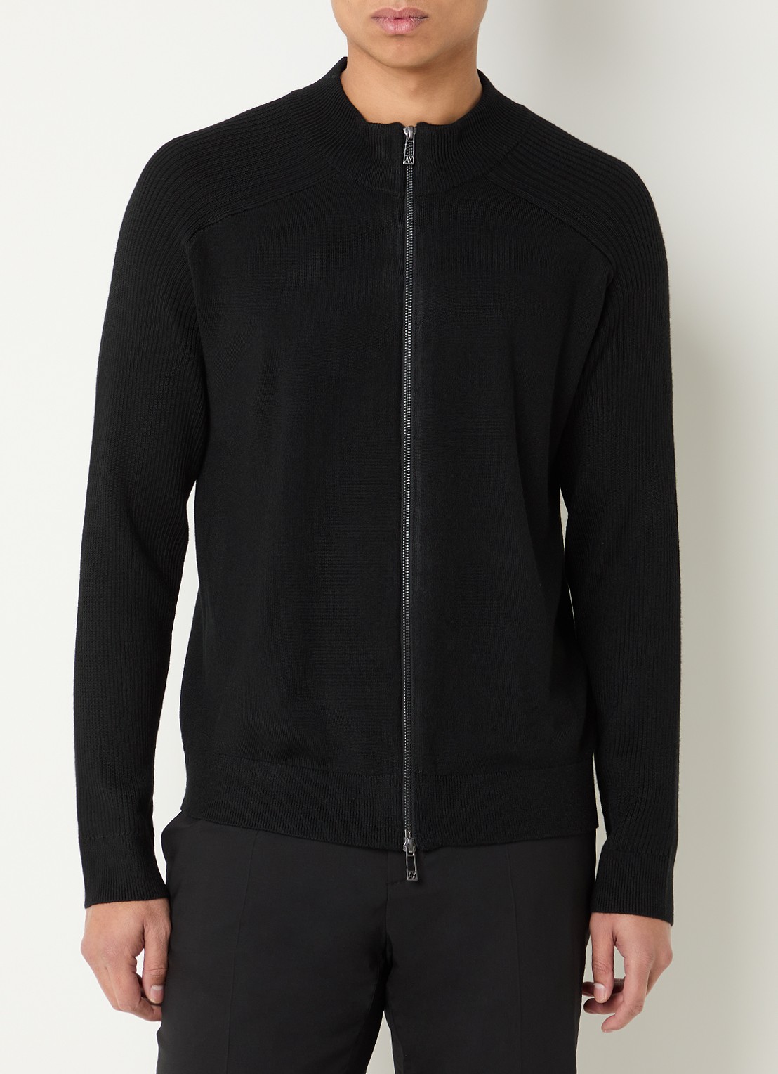 Armani Fijngebreid vest in scheerwolblend - detail 3 zwart