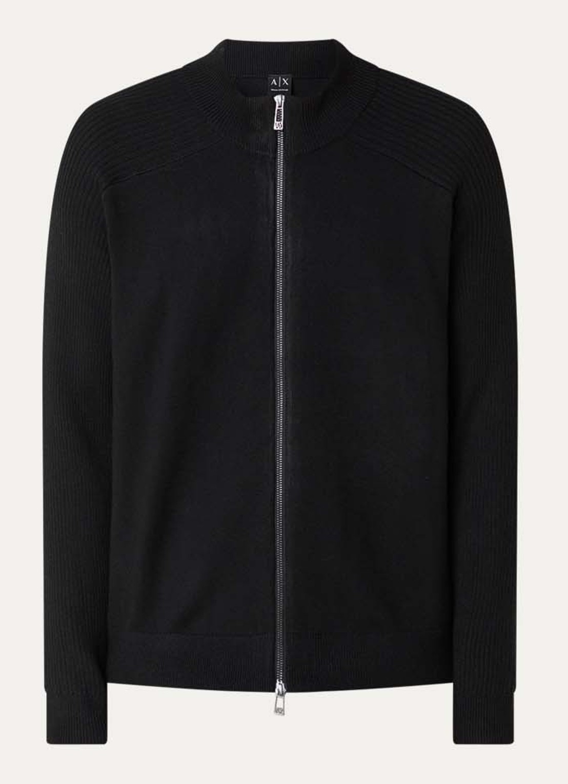 Armani Fijngebreid vest in scheerwolblend - voorkant zwart